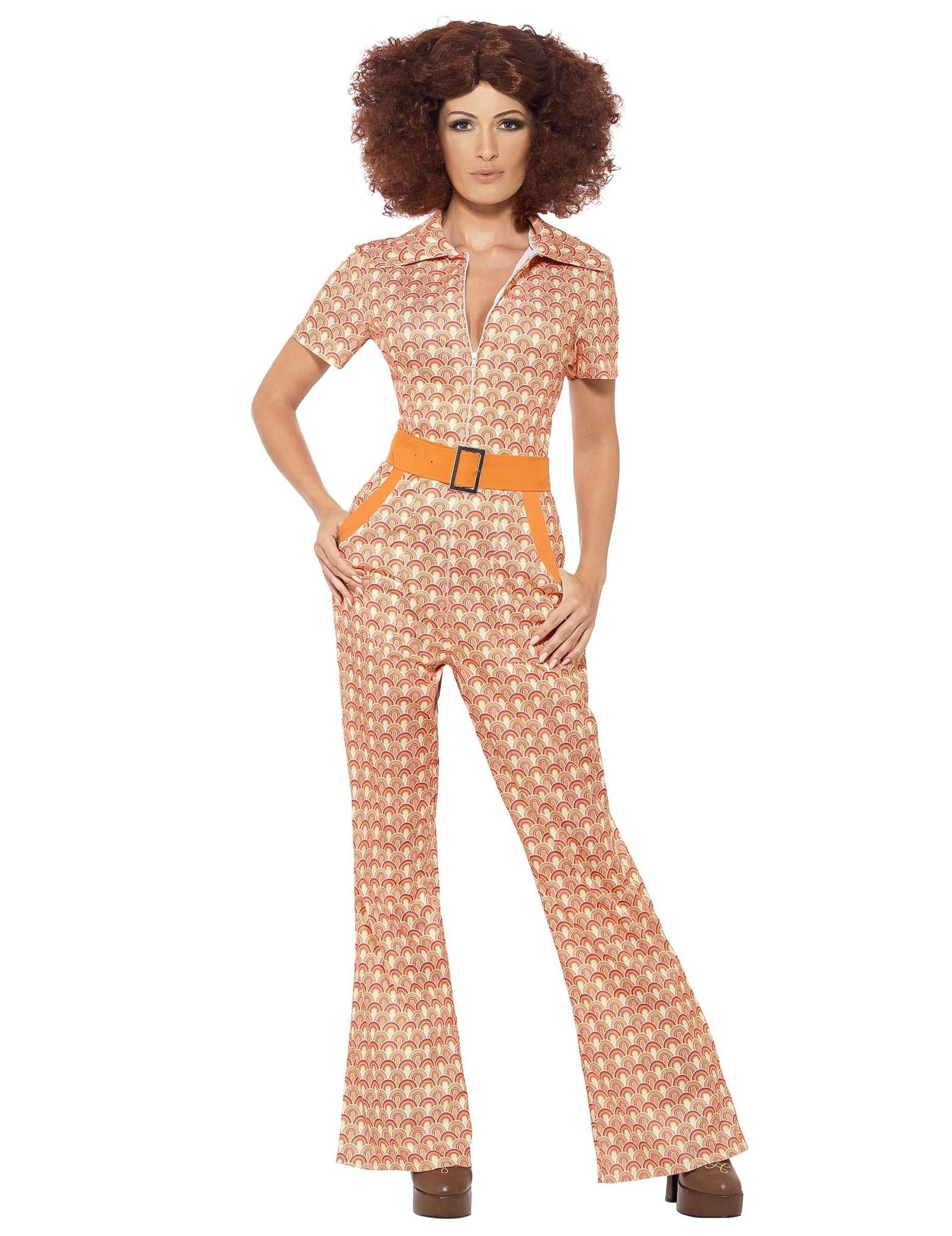 Smiffys Kostüm 70er Jahre Disco Damenkostüm Jumpsuit orange
