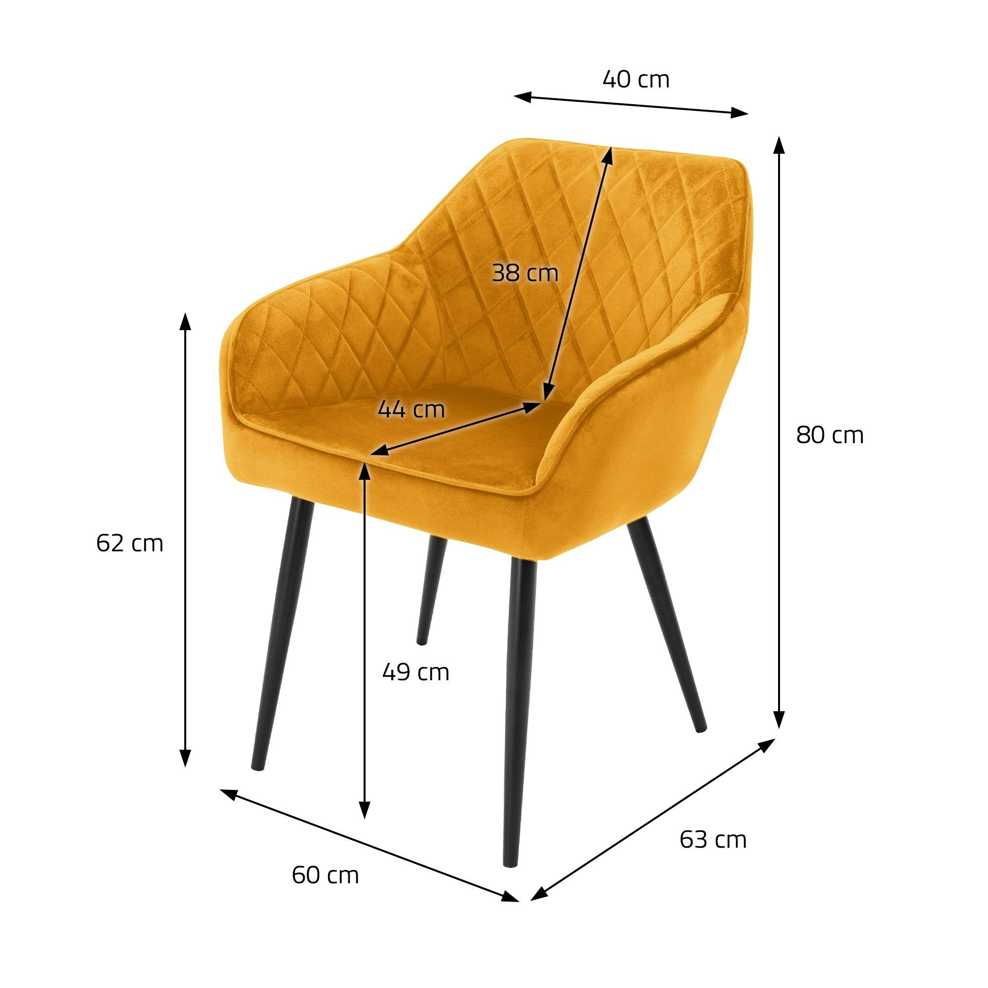 ML-DESIGN Stuhl Esszimmerstühle Metallbeine Set 2er Samtbezug Set), Ergonomisch Polsterstuhl Küchenstuhl Wohnzimmerstuhl (2er Ocke