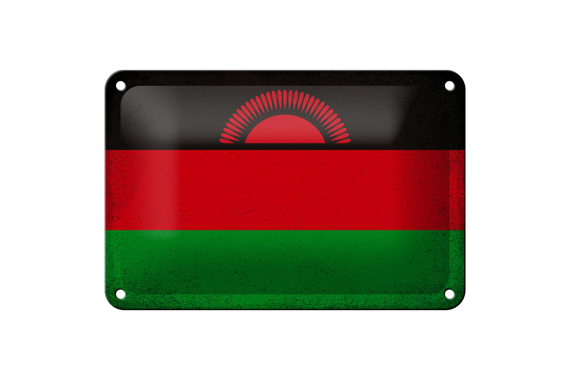 Femer GmbH Metallschild Flagge Malawi 18x12cm Flag of Malawi Vintage, (1 St), gewölbte Oberfläche, abgerundete Ecken, umgeschlagene Kanten