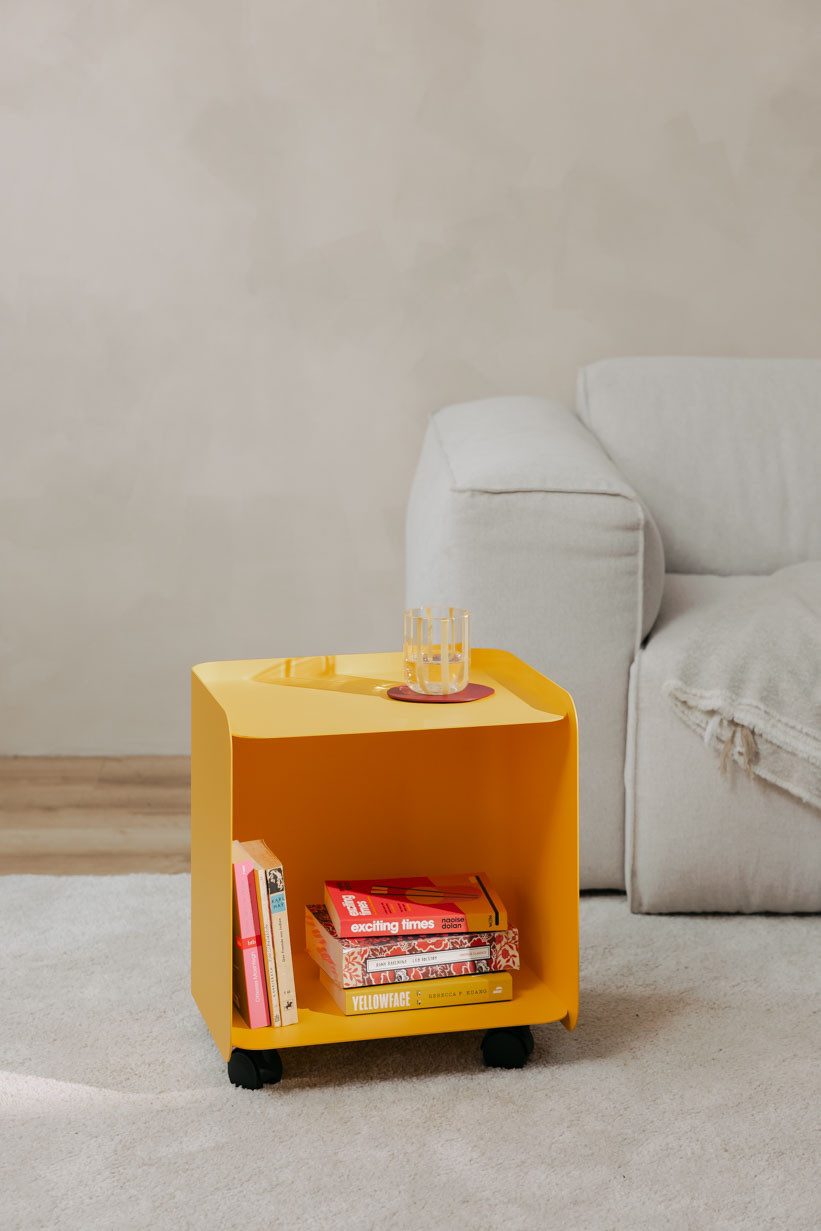 Metallbude Rollcontainer JUNO, variabel nutzbar als Beistelltisch, Nachttisch oder Organizer