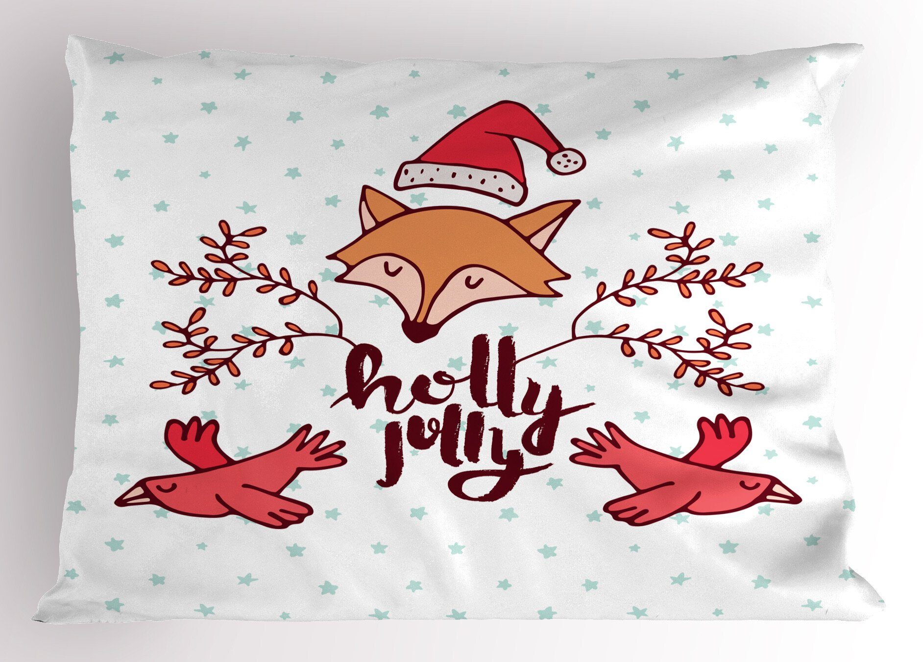 Kissenbezug, Kissenbezüge Size King Standard Jolly Weihnachts Stück), (1 Holly Dekorativer Abakuhaus Fox Gedruckter Weihnachten