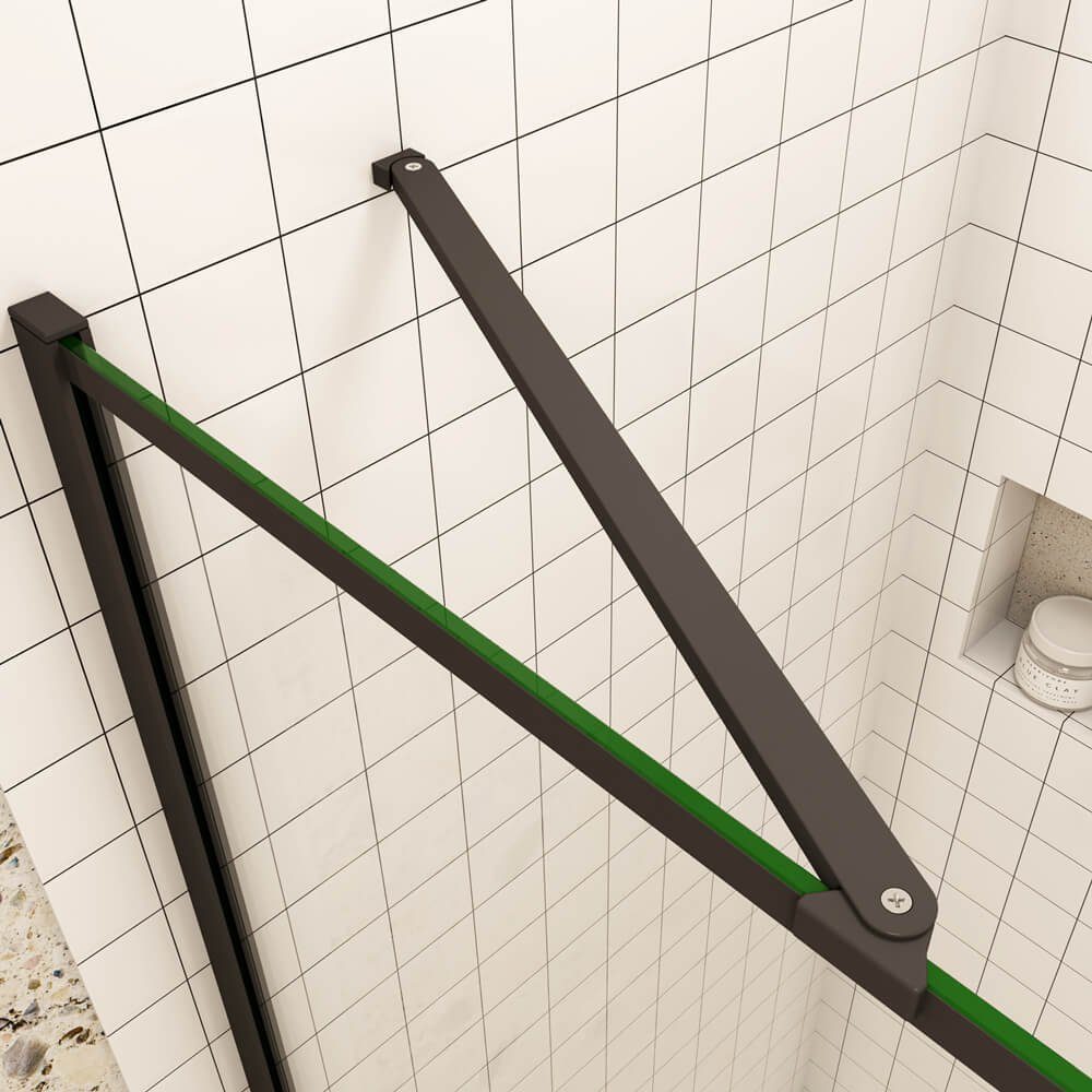 Duschspa Complete Shower Enclosure 195cm Black U-Shape Shower Enclosure Shower Door Folding Door Hinged Door, WxD: 120x90 cm, Single Tempered Safety Glass, Safety Glass, Set, Suitable for Floor-Level Installation