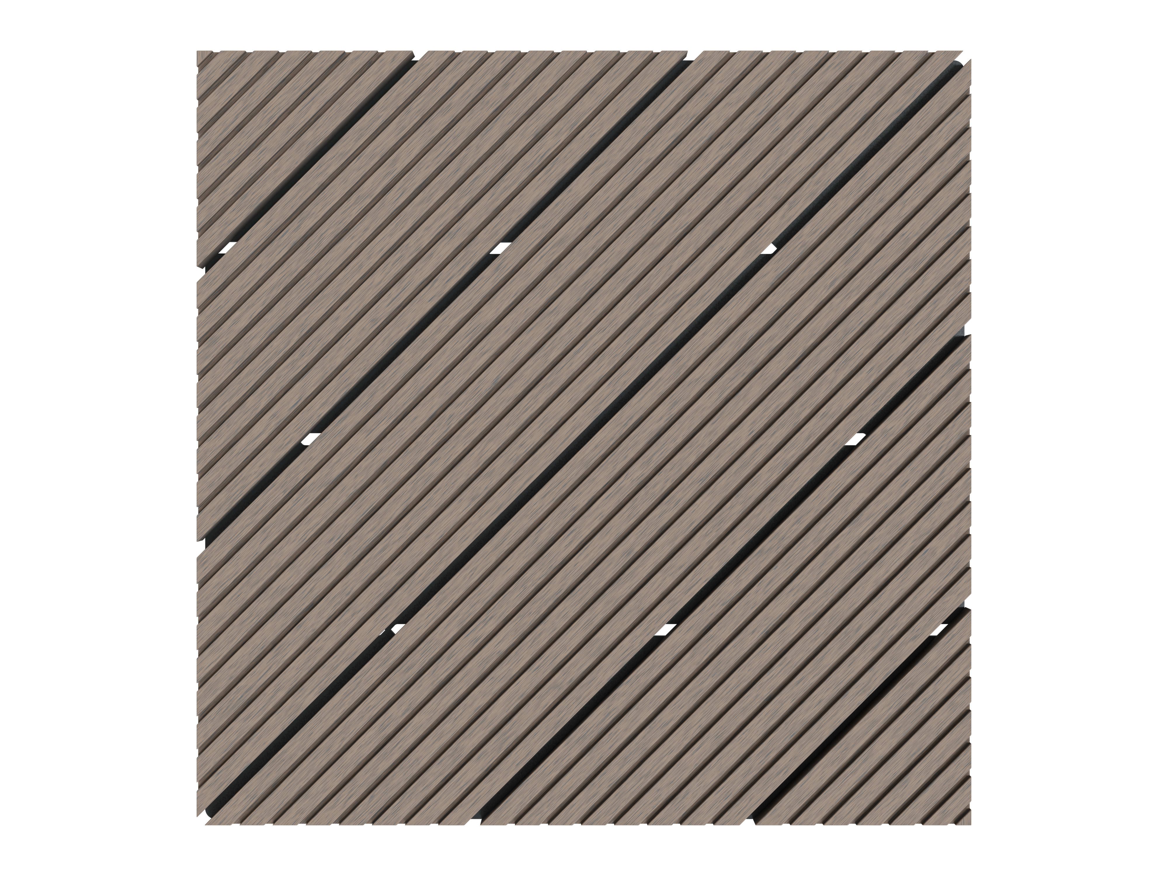 Outgarden Terrassenplatte WPC-Fliese Diagonale dunkelbraun 30 x 30 cm, 22 mm, WPC 30x30, Dunkelbraun