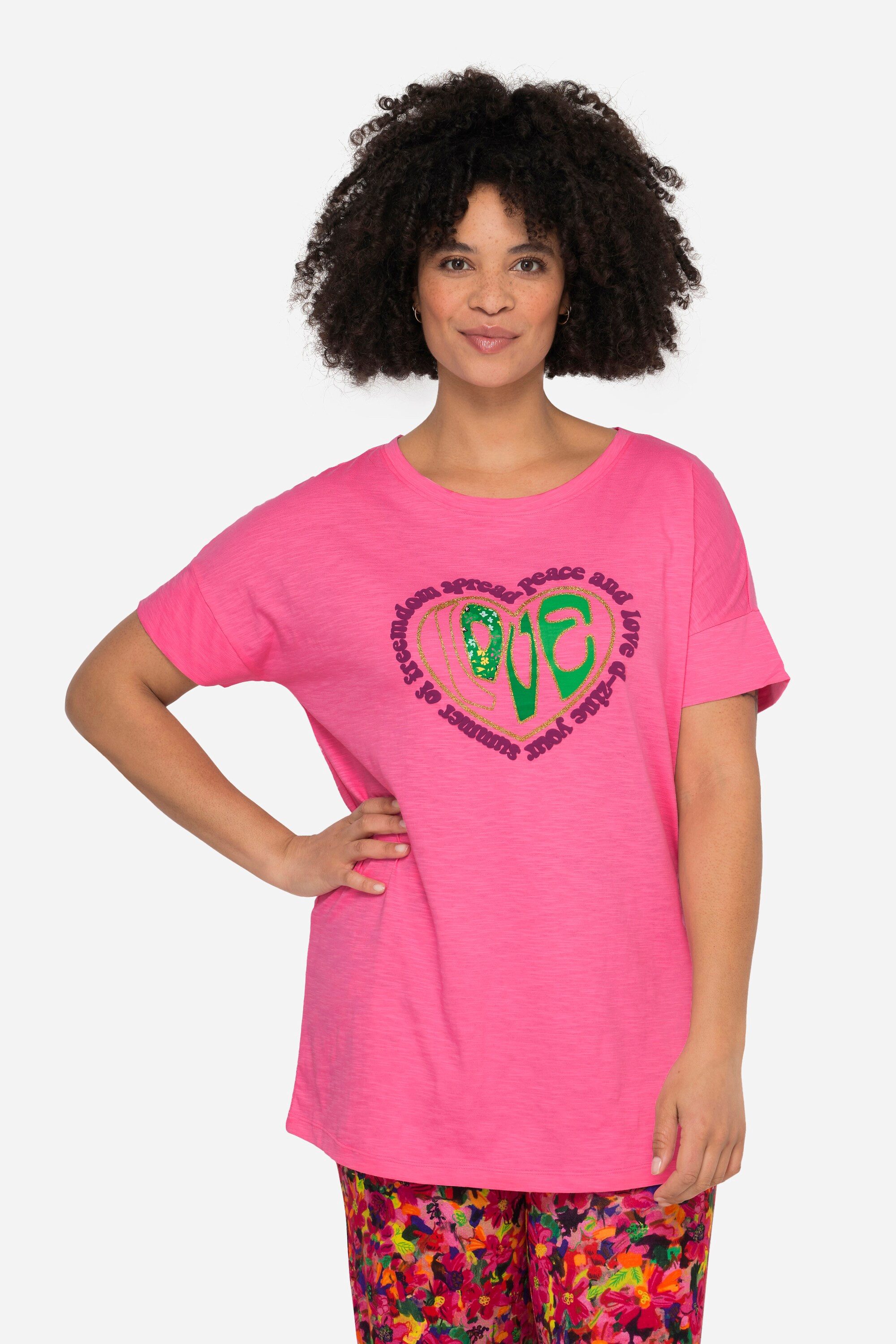 Janet & Joyce Rundhalsshirt T-Shirt oversized LOVE Motiv Halbarm