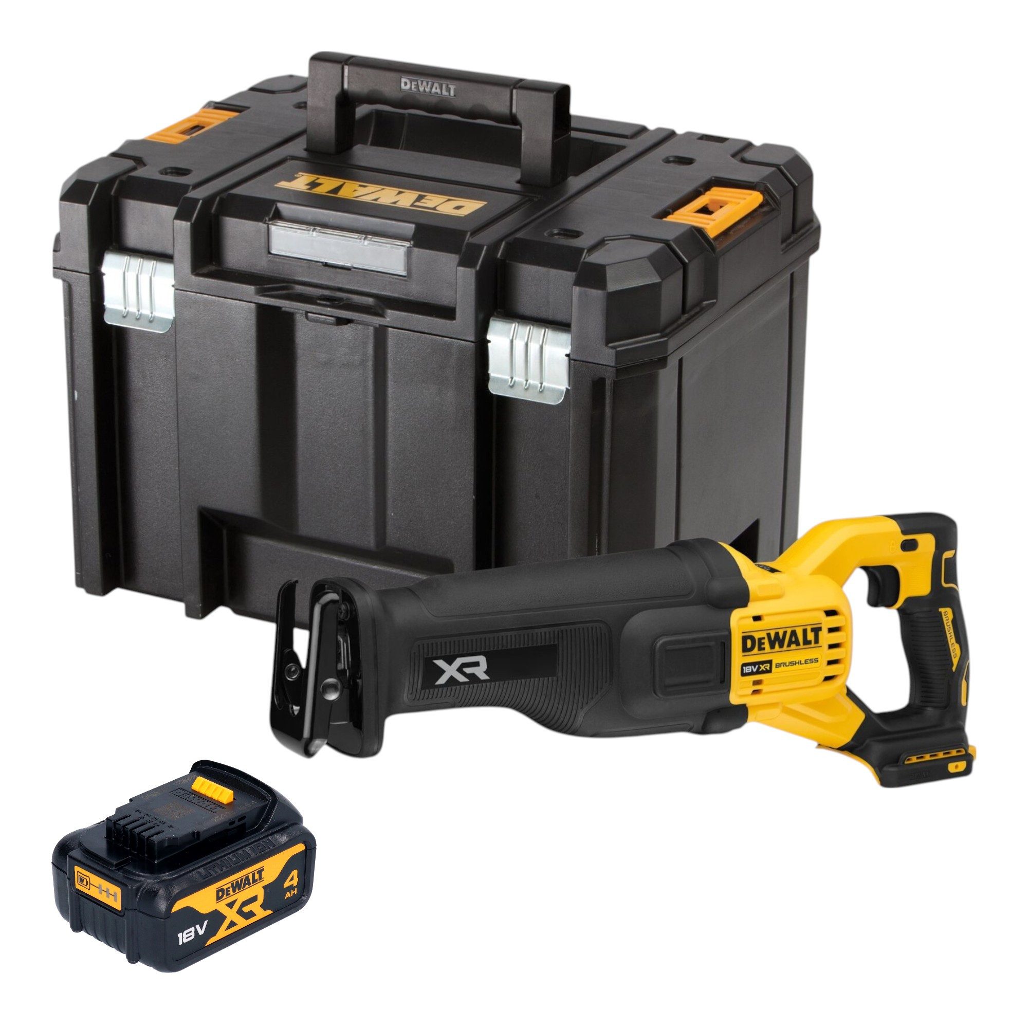 DeWalt Akku-Reciprosäge DCS 386 NT Akku Säbelsäge 18 V Brushless + 1x Akku 4,0 Ah + TSTAK