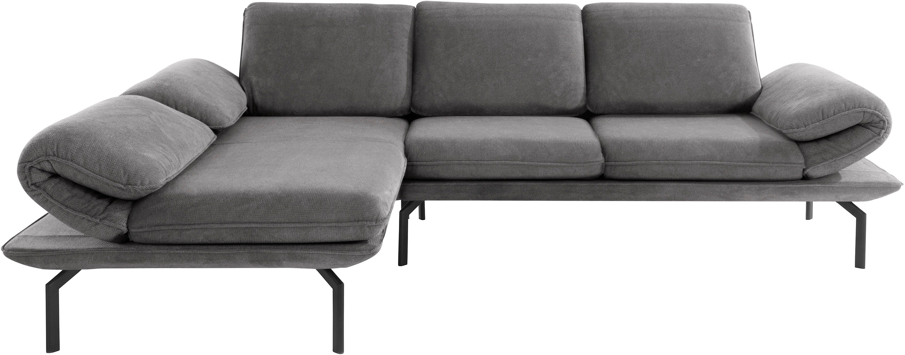 Top-Verkaufsargument DOMO collection Ecksofa New York, Winkelfuß Rückenfunktion, wahlweise mit Metall mit Arm- und aus