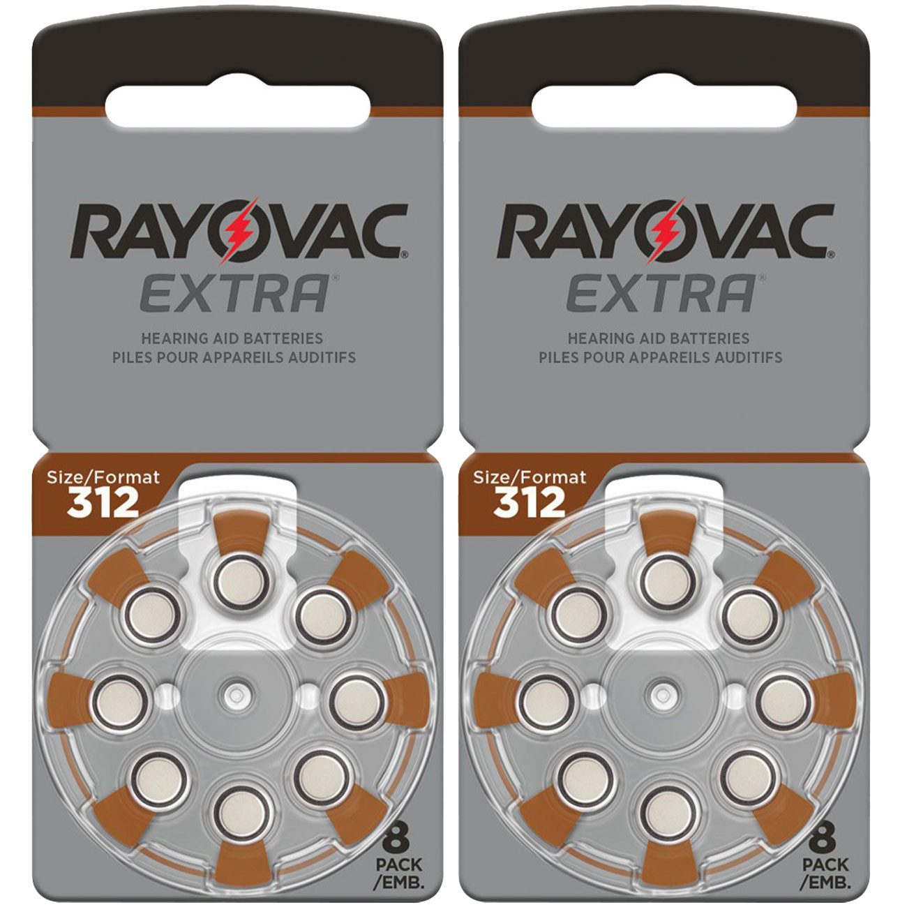RAYOVAC Hörgeräte-Batterien Typ 312, PR41, Braun Batterie, (16 St), Typ 312 (R312AE, ZL3, PR41)