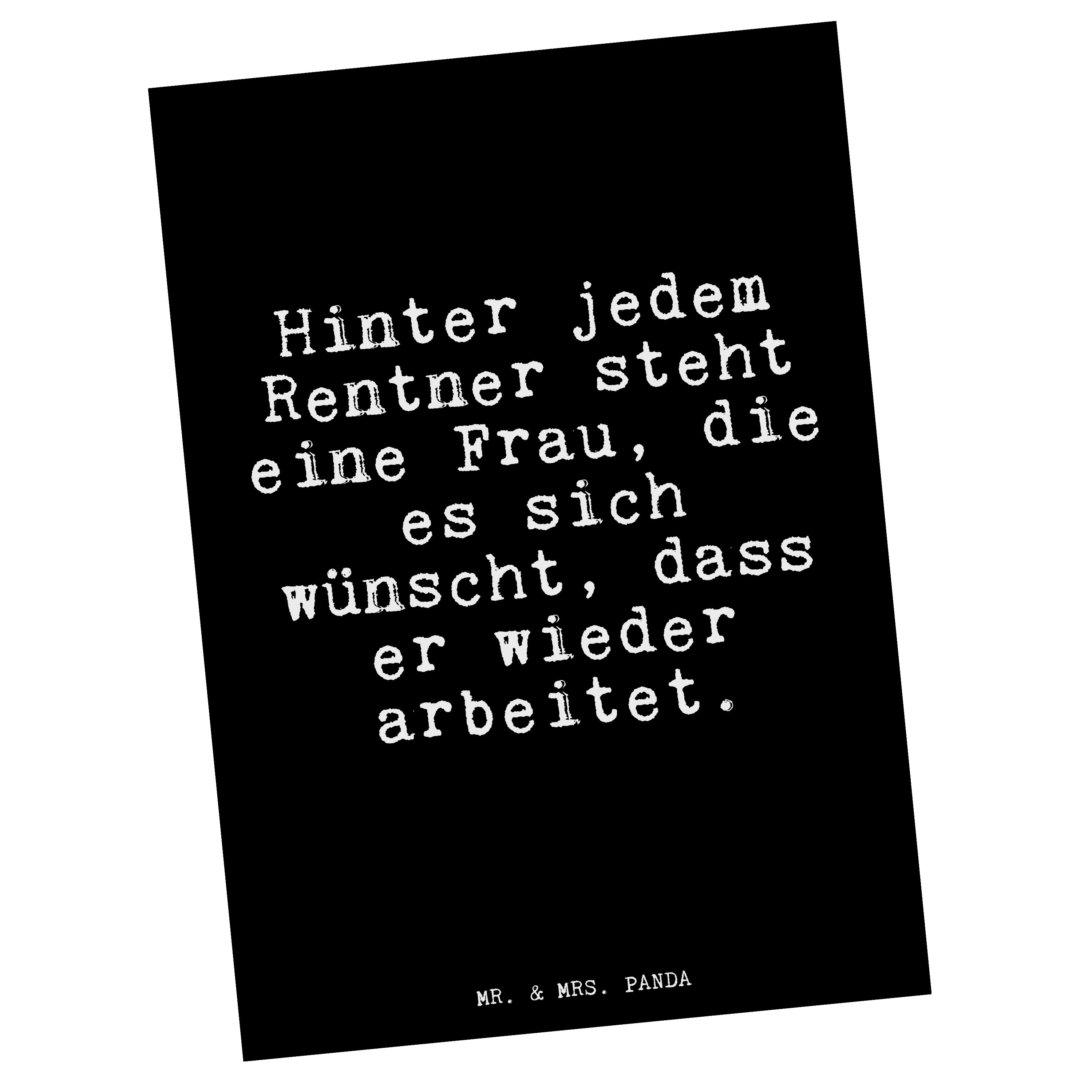 Mr. & Mrs. Panda Postkarte »Hinter jedem Rentner steht... Schwarz