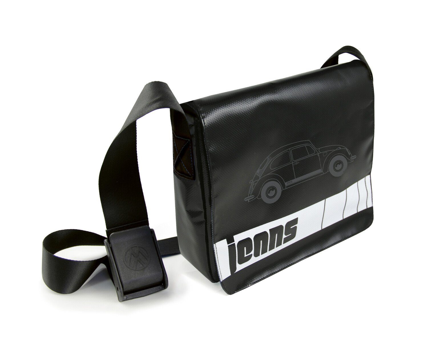 VW Collection by BRISA Schultertasche Volkswagen Umhängetasche mit VW Käfer-Motiv (1 Stück, 1-tlg., für alle VW Fans), schwarze Laptoptasche mit gepolstertem Fach, 28 x 23 x 17 cm