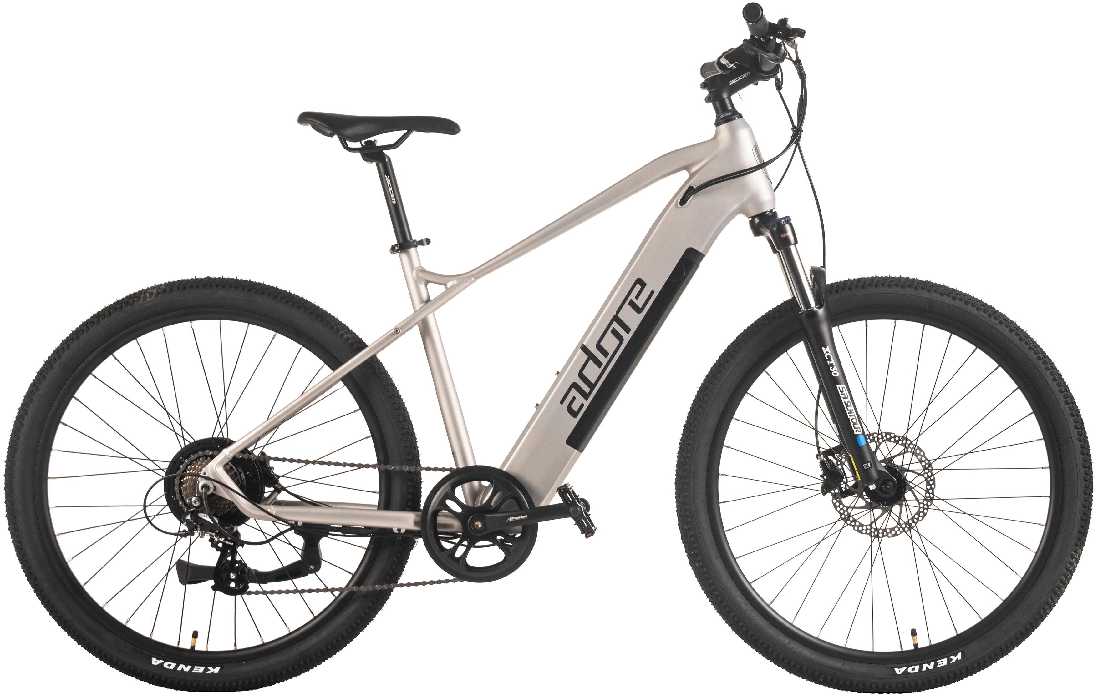 Adore E-Bike Mountainbike 27,5" GV-650 Heckmotor 50NM / 15Ah Brushed Silver matt, 8 Gang Shimano Altus Schaltwerk, Kettenschaltung, Heckmotor, 540 Wh
