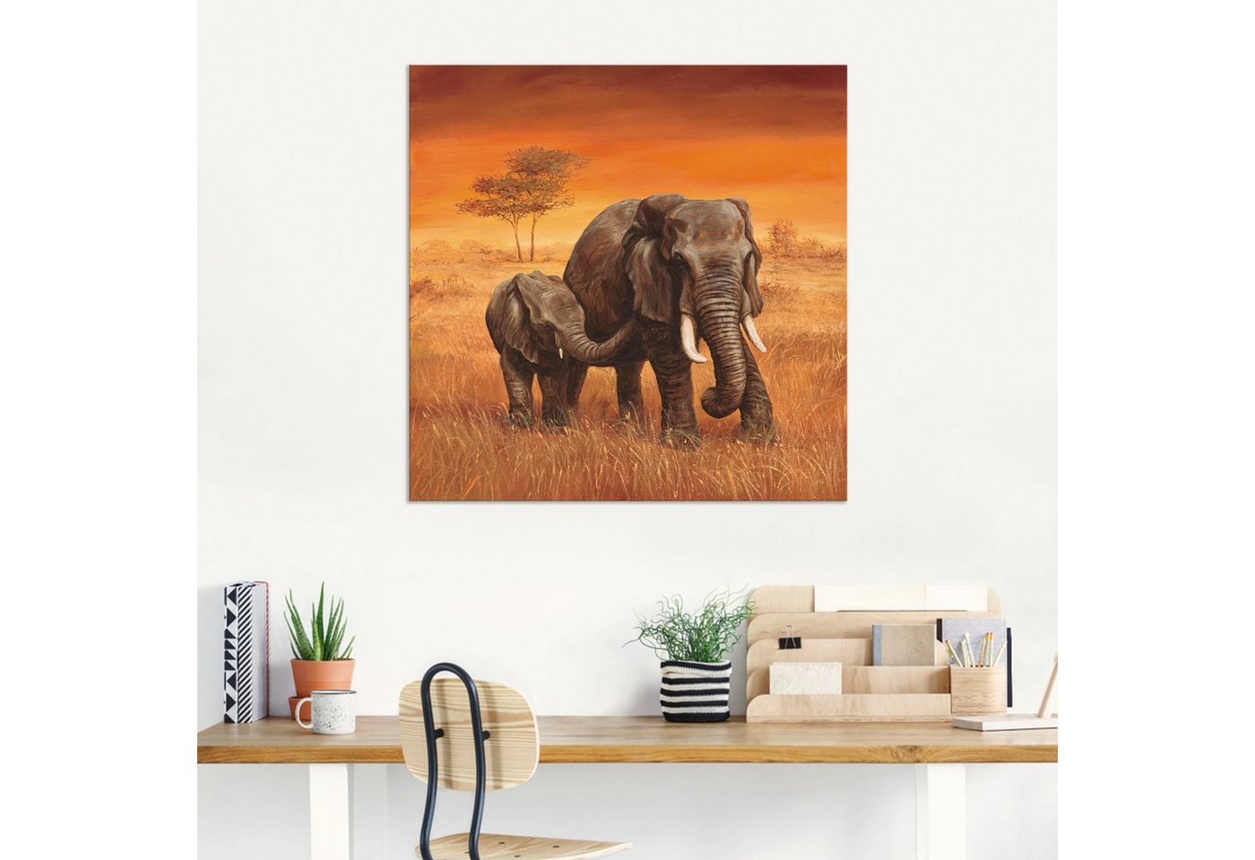 Artland Wandbild »Elefanten II«, Wildtiere (1 Stück), in vielen Größen & Produktarten - Alubild / Outdoorbild für den Außenbereich, Leinwandbild, Poster, Wandaufkleber / Wandtattoo auch für Badezimmer geeignet-kaufen