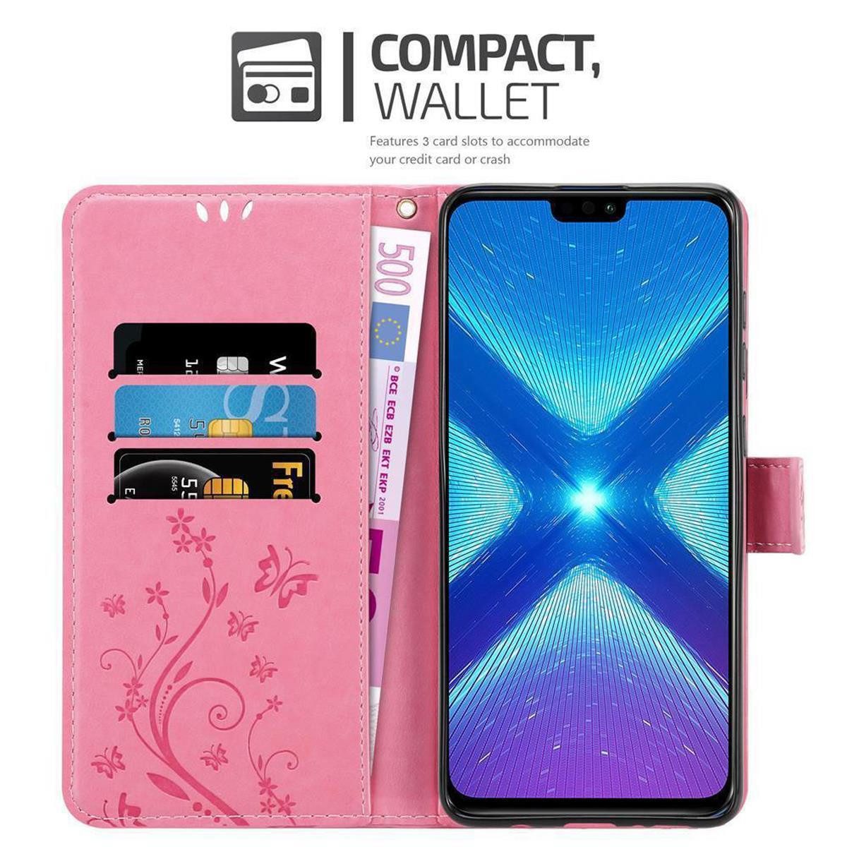 Cadorabo Handyhülle für Honor 8X Hülle Honor 8X, Hülle Schutzhülle Blumen Flower mit Standfunktion Kartenfach Magnet