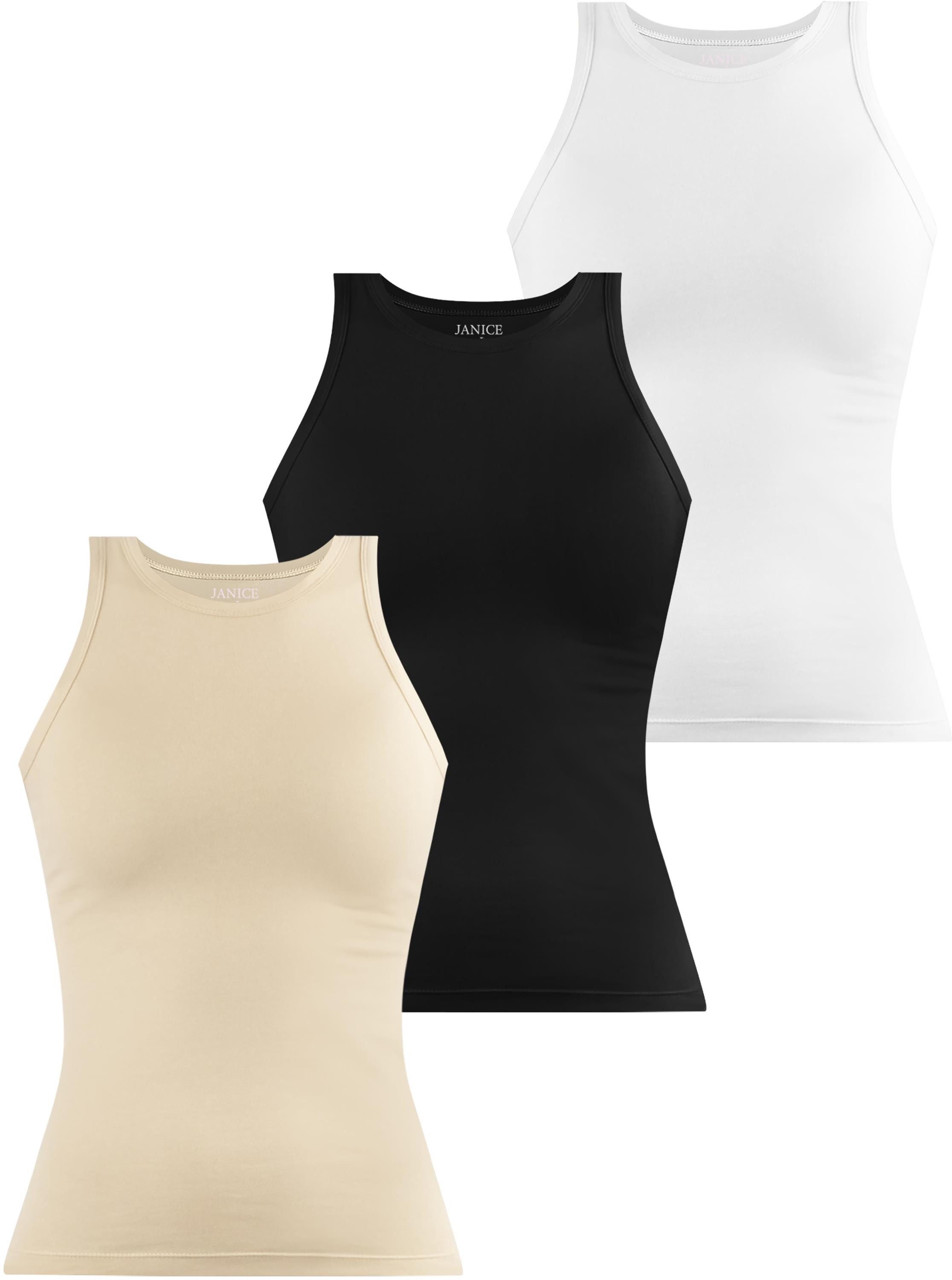 Janice Tanktop 3 x Damen Top hochgeschlossen Nauta Trägertop aus Baumwolle
