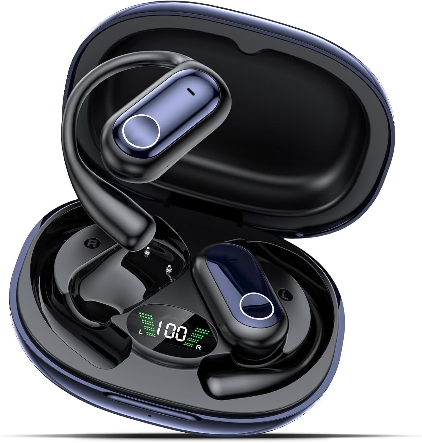 Vornix 2026 Open Ear Kopfhörer Bluetooth 6.0 Open-Ear-Kopfhörer (60H Spielzeit, IPX7 wasserdichte Bluetooth Open-Ear Sport Kopfhörer, Kopfhörer Kabellos Bluetooth HiFi Stereo mit Ohrhaken, ENC Noise Cancelling, HD-Mikrofon, kraftvollem Bass und komfortabler Passform für Sport, Büro und Alltag)