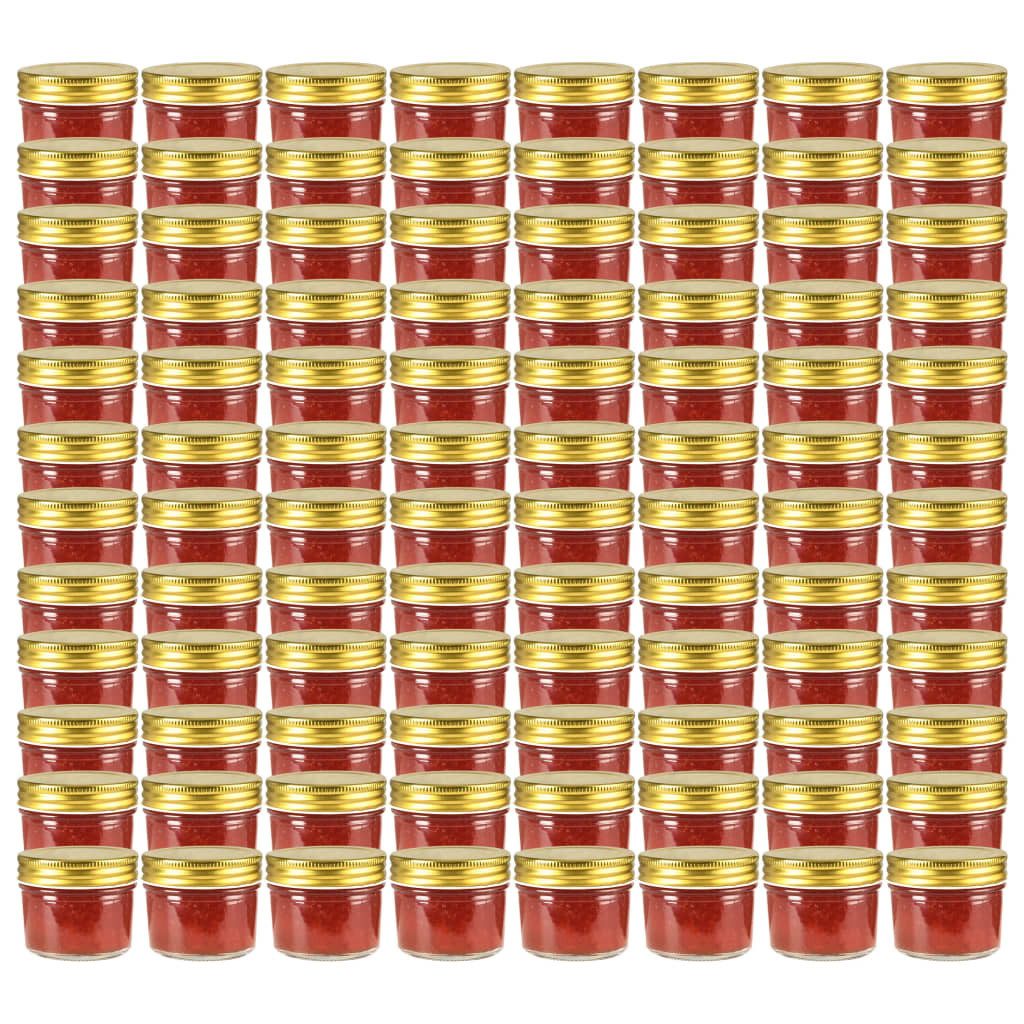 vidaXL Marmeladenglas, Marmeladengläser mit goldenem Deckel 96 Stk. 110 ml