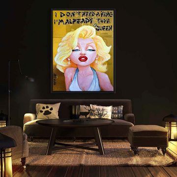 DOTCOMCANVAS® Leinwandbild Queen Marilyn, Leinwandbild Queen Marilyn Monroe feministisches Bild Comic gelb gold