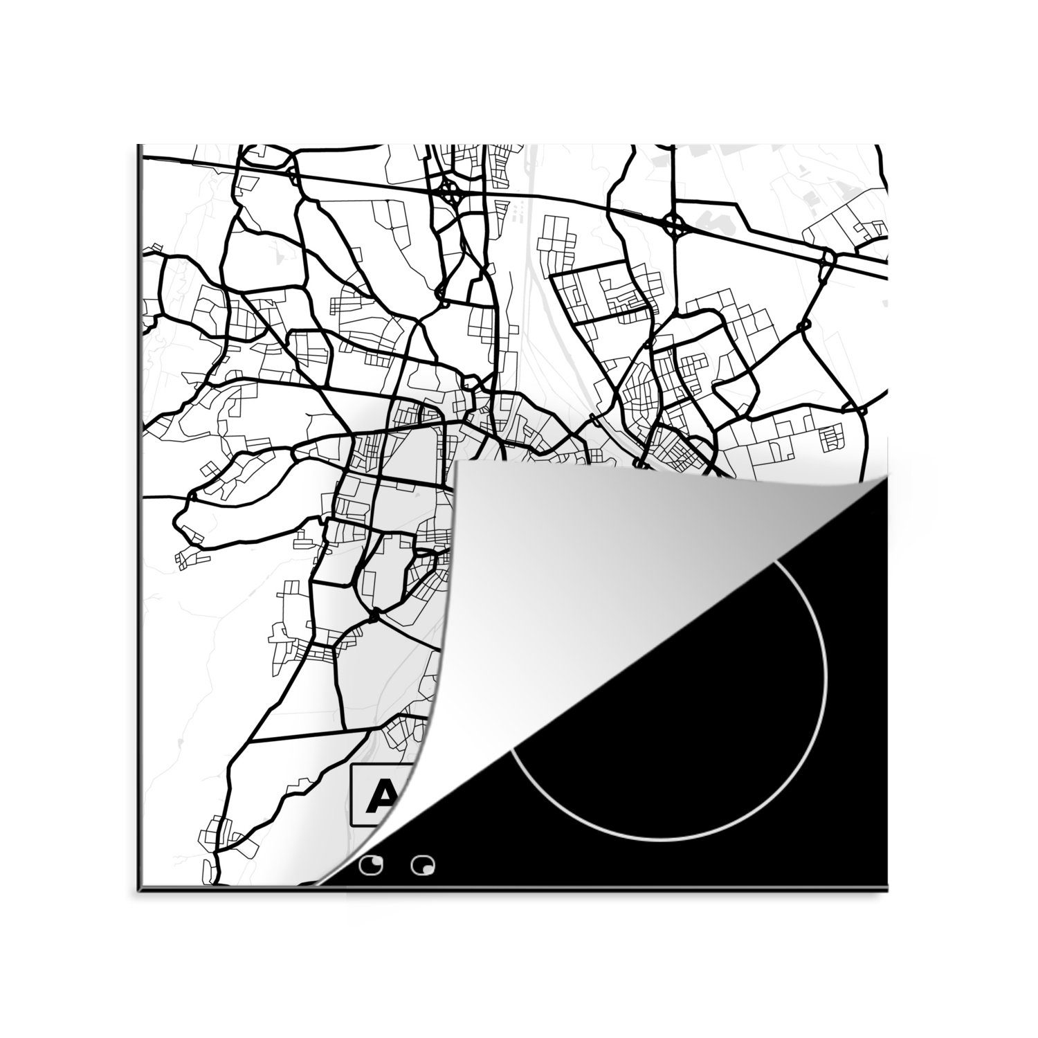 MuchoWow Herdblende-/Abdeckplatte Karte - Augsburg - Stadtplan - Karte, Vinyl, (1 tlg), 78x78 cm, Ceranfeldabdeckung, Arbeitsplatte für küche