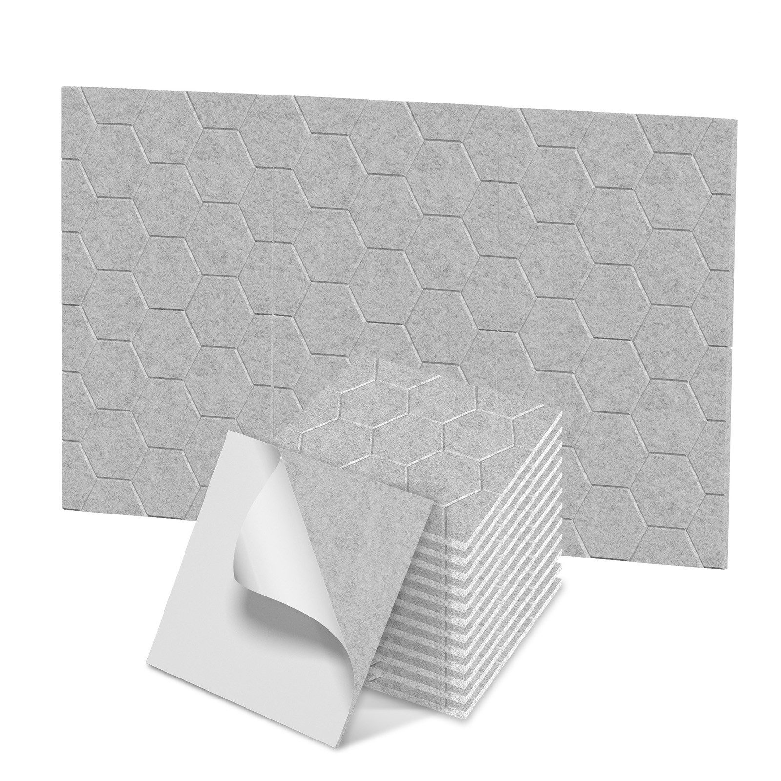 FIVMEN Wandpaneel Akustikpaneele Wand Selbstklebend Schalldämmung 3D Wandverkleidung, Akustik Schwarz/Weiß/Hellgrau 12er/set Polyesterfaser