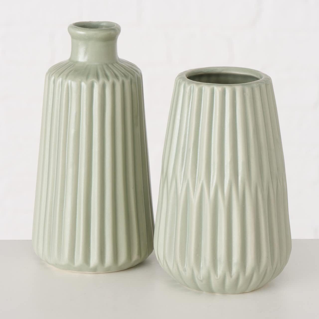 Vasen Tischvase BOLTZE hellgrün 2-teilig Boltze Ã¸ Esko Set Blumenvasen Keramik, matt,