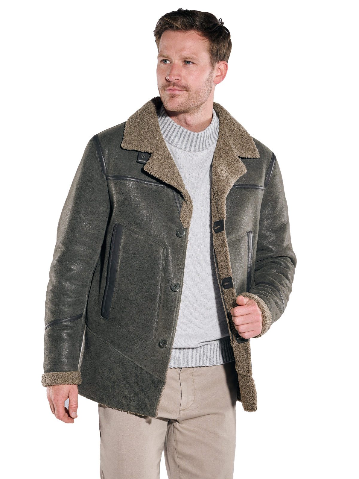 ENGBERS GERMANY Lederjacke ENGBERS GERMANY Herren Lederjacke aus edlem Lammleder, Grau