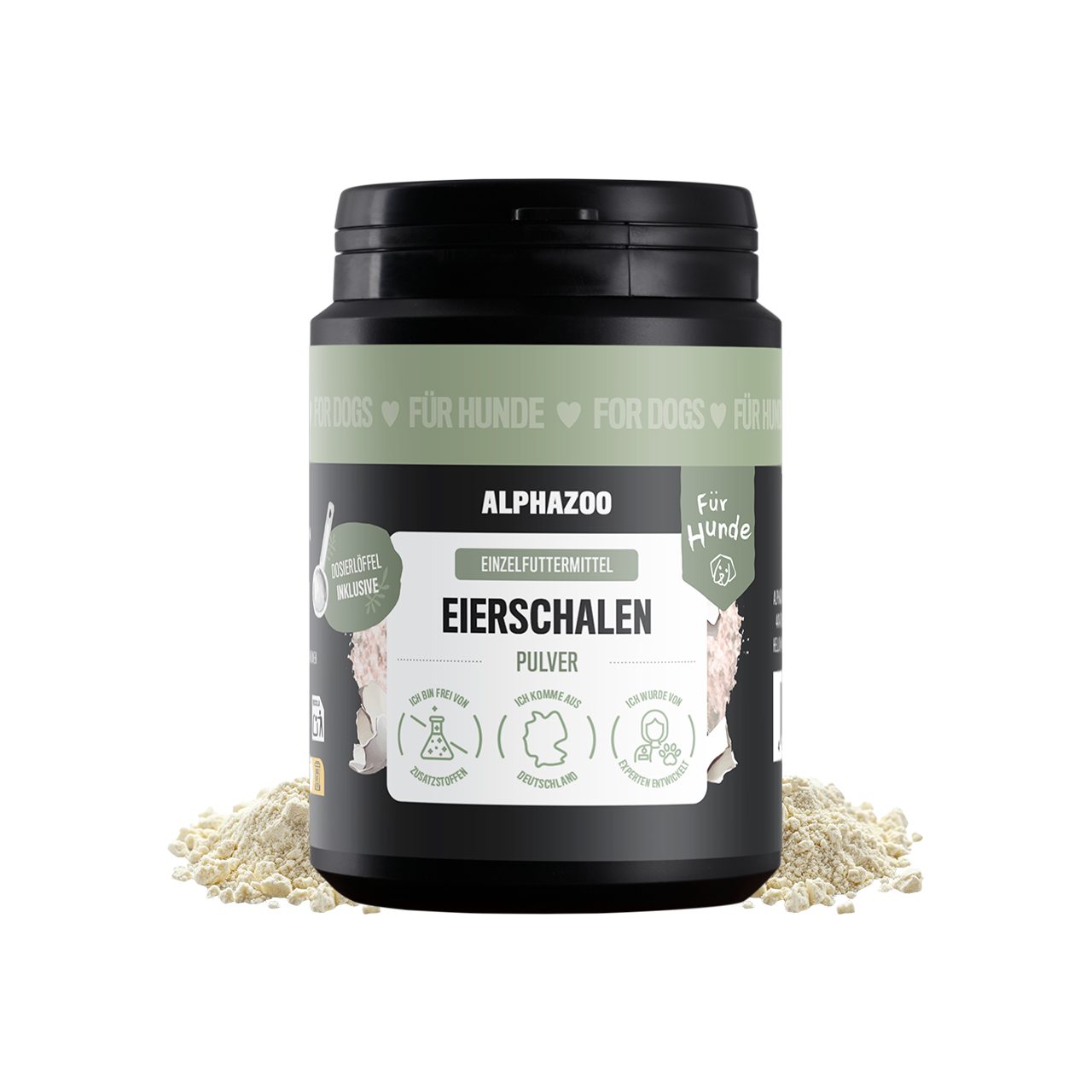 ALPHAZOO Eierschalenpulver 250 g für Hunde Eierschale, Ergänzungsfutter für: Hund
