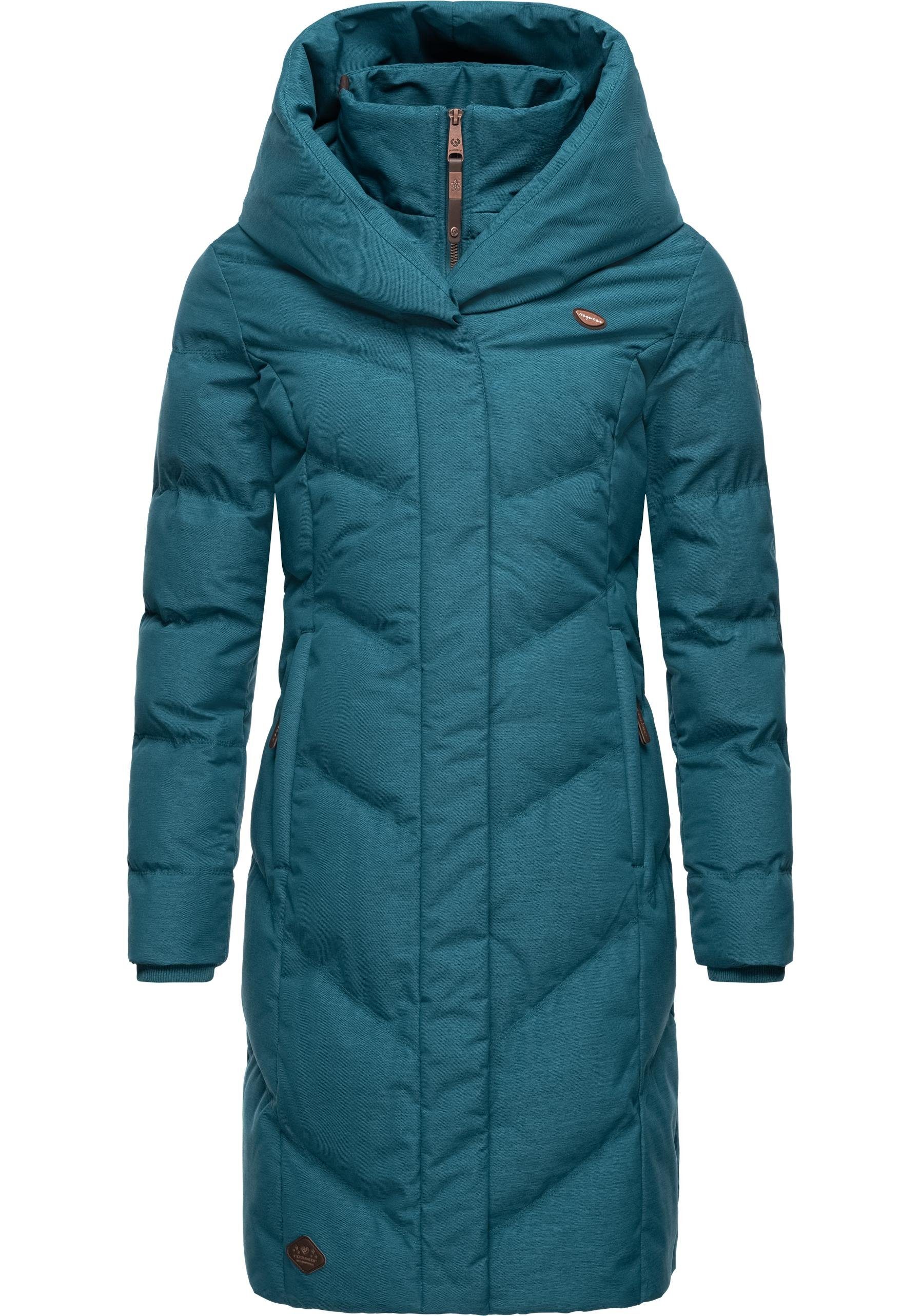 Ragwear Steppmantel Natalka Melange Gesteppter Damen Wintermantel mit gefütterter Kapuze