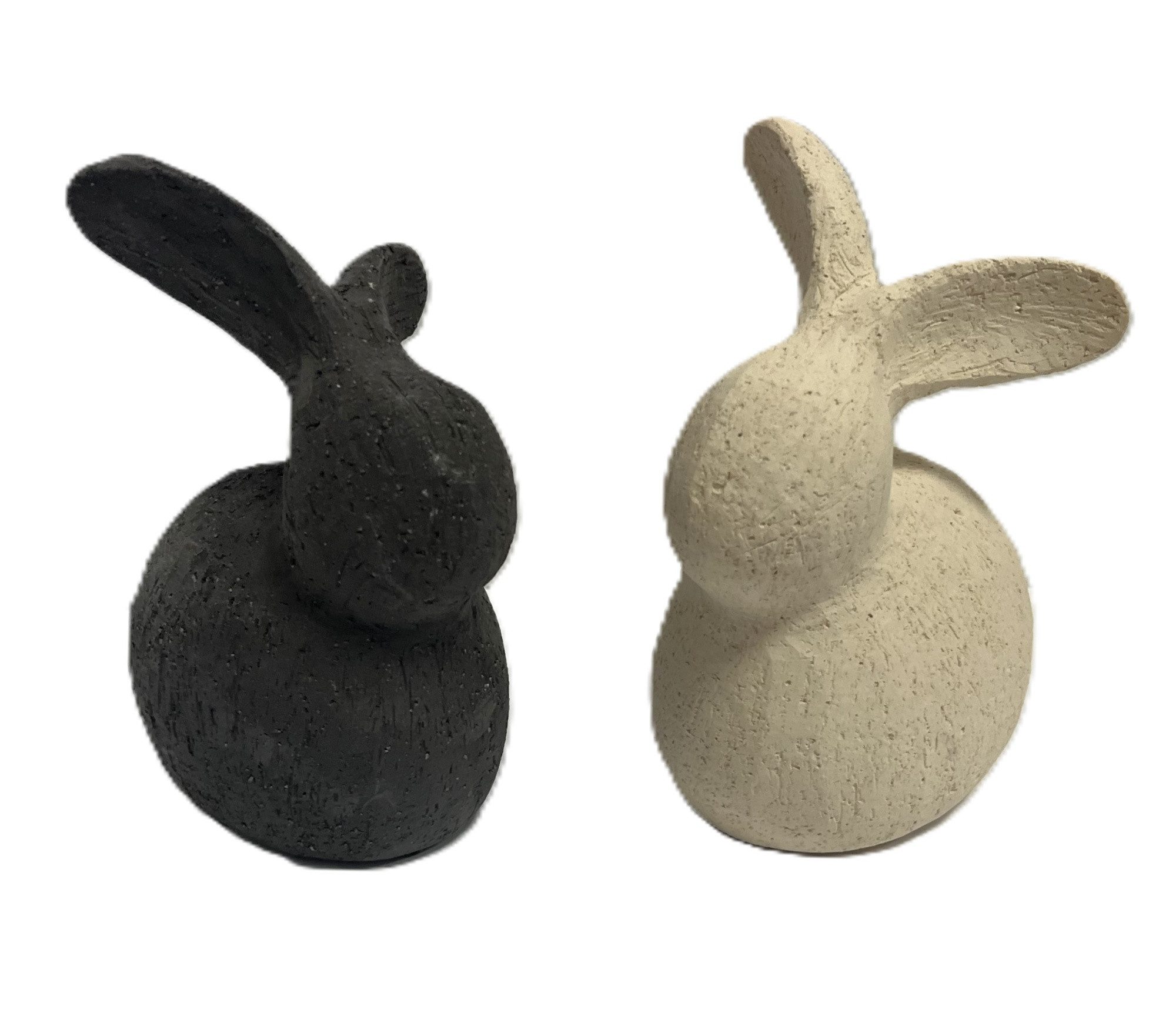 Wurm Osterhase Hase Ostern Tischdeko Betonoptik Beige Grau 2er Set Modern 14 cm, Steinoptik