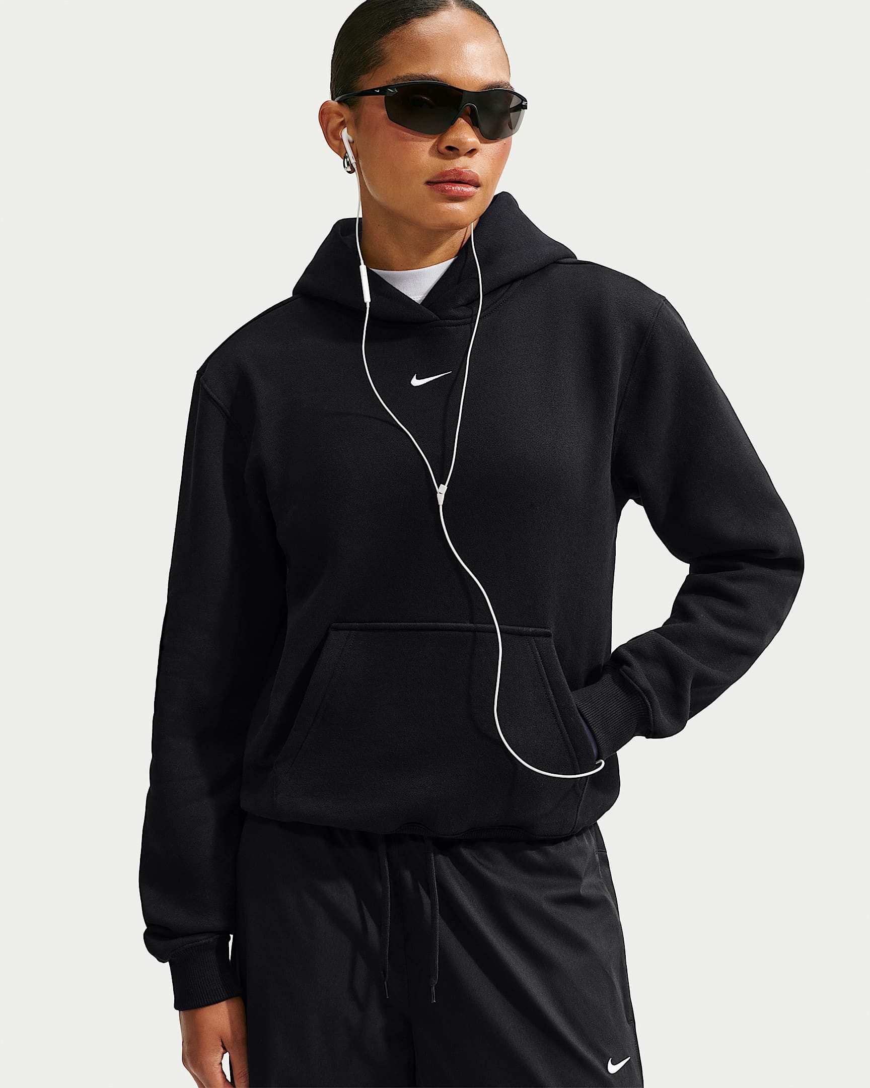 Nike Kapuzensweatshirt W NK STDO FLC MW STD PO HDY TOTAL BLACK/SAIL