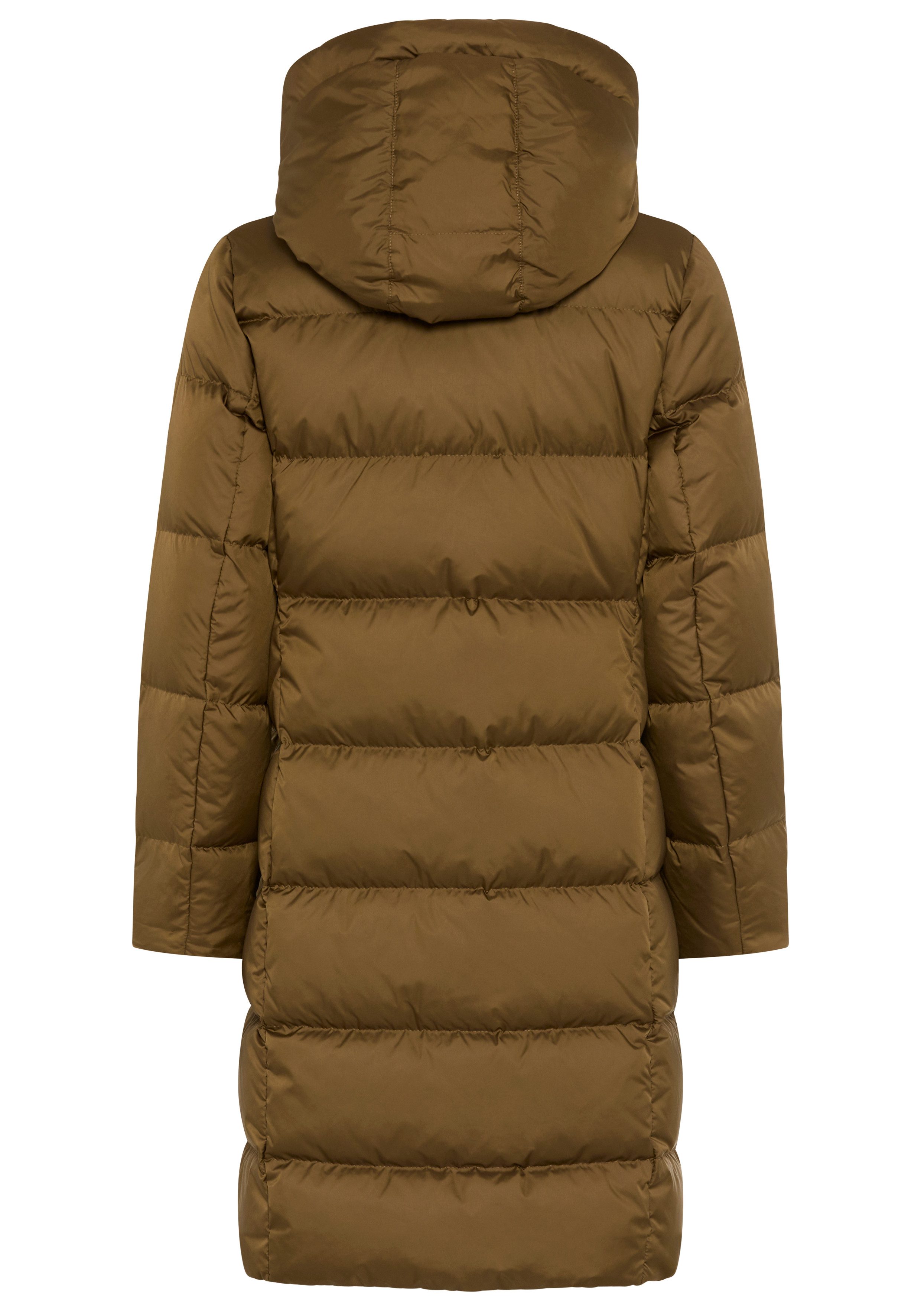 Marc O'Polo Daunenmantel mit 2-Way-Zipper, großer Kapuze und Label-Band