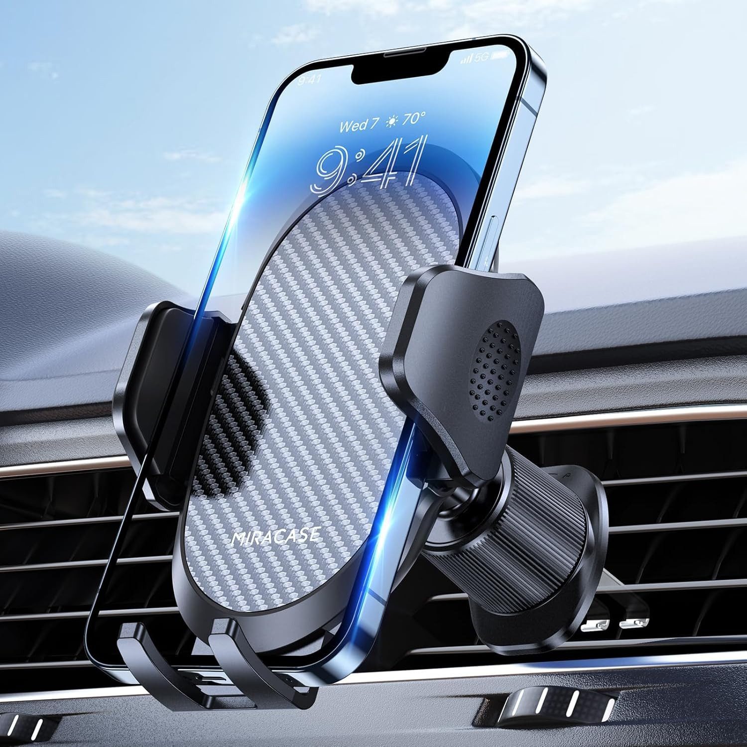 Miracase Handy-Halterung für Lüftung – 360° drehbare KFZ-Halterung mit Doppelhaken, (bis 7 Zoll, Lüftungsclip-Halterung, für iPhone Galaxy Smartphone Navi)