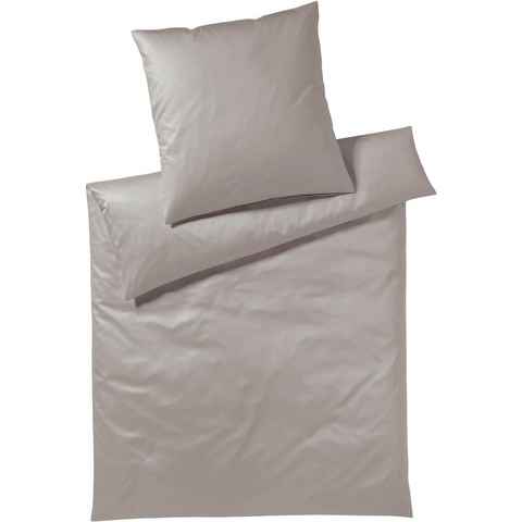Bettwäsche Solid in Gr. 135x200 oder 155x220 cm, Elegante, Mako-Satin, 2 teilig, Bettwäsche aus Baumwolle, elegante Bettwäsche mit Reißverschluss