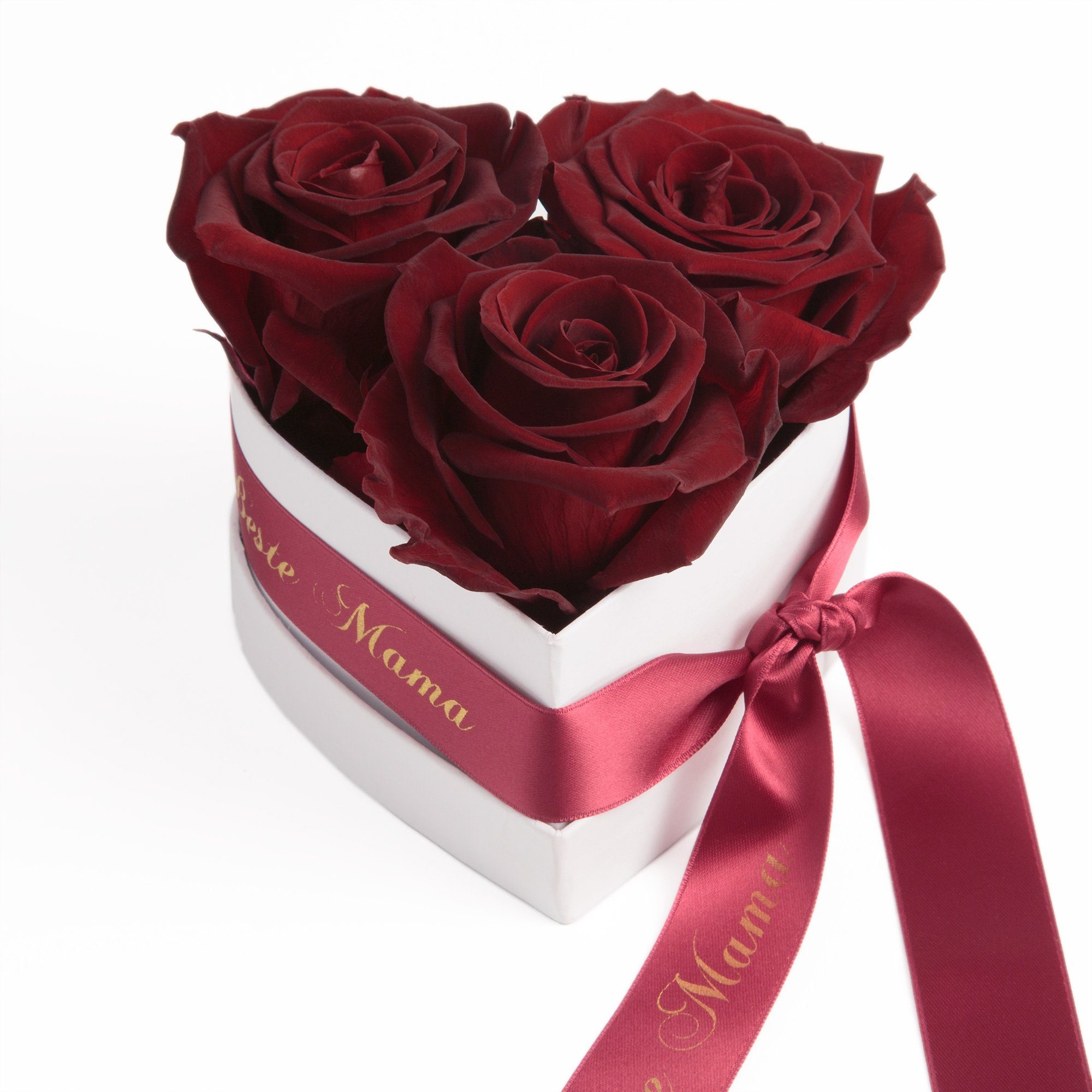 Kunstblume Rosenbox Herz 3 Infinity Rosen günstig online kaufen