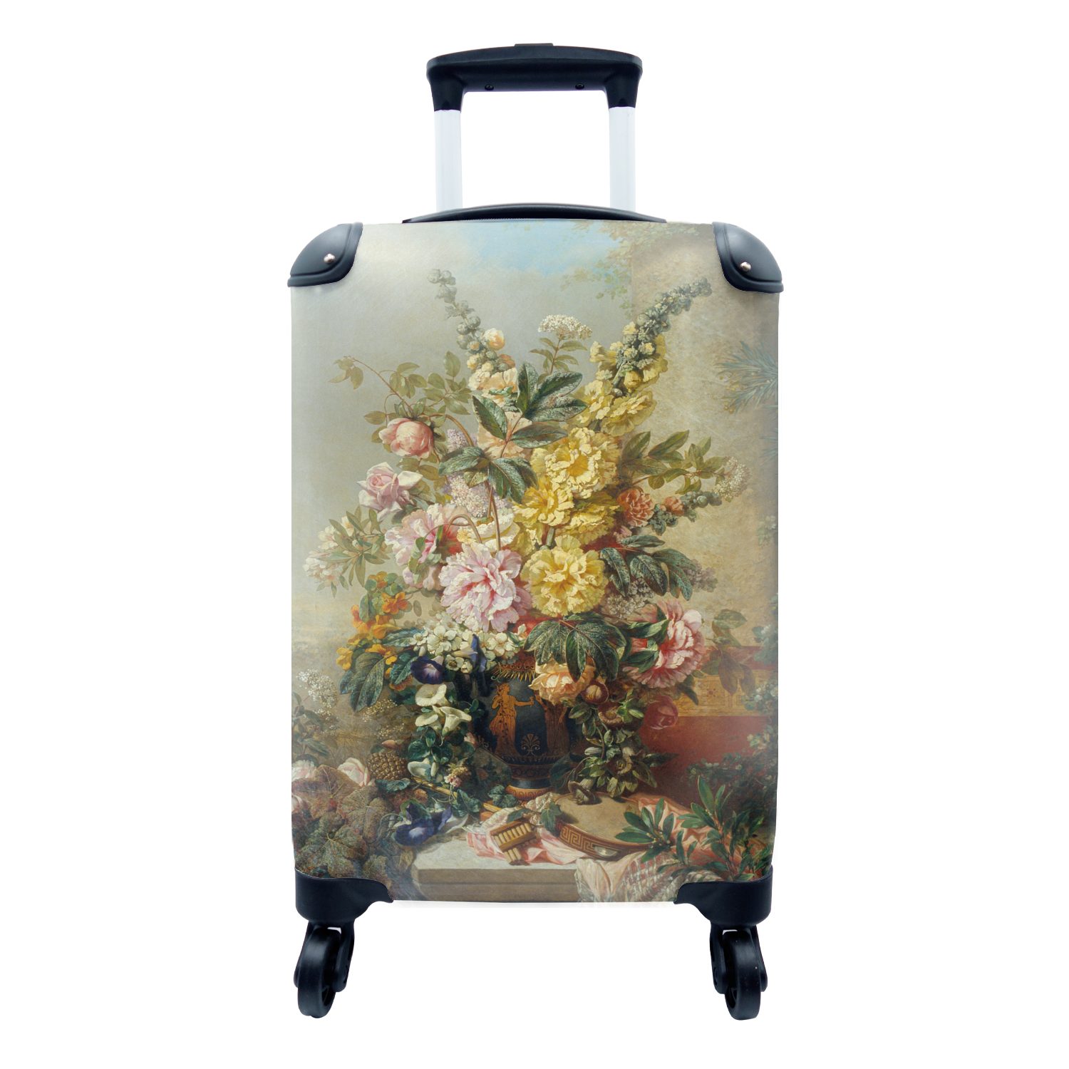 MuchoWow Handgepäckkoffer Große Vase mit Blumen - Josep Mirabent - Alte Meister, 4 Rollen, Reisetasche mit rollen, Handgepäck für Ferien, Trolley, Reisekoffer