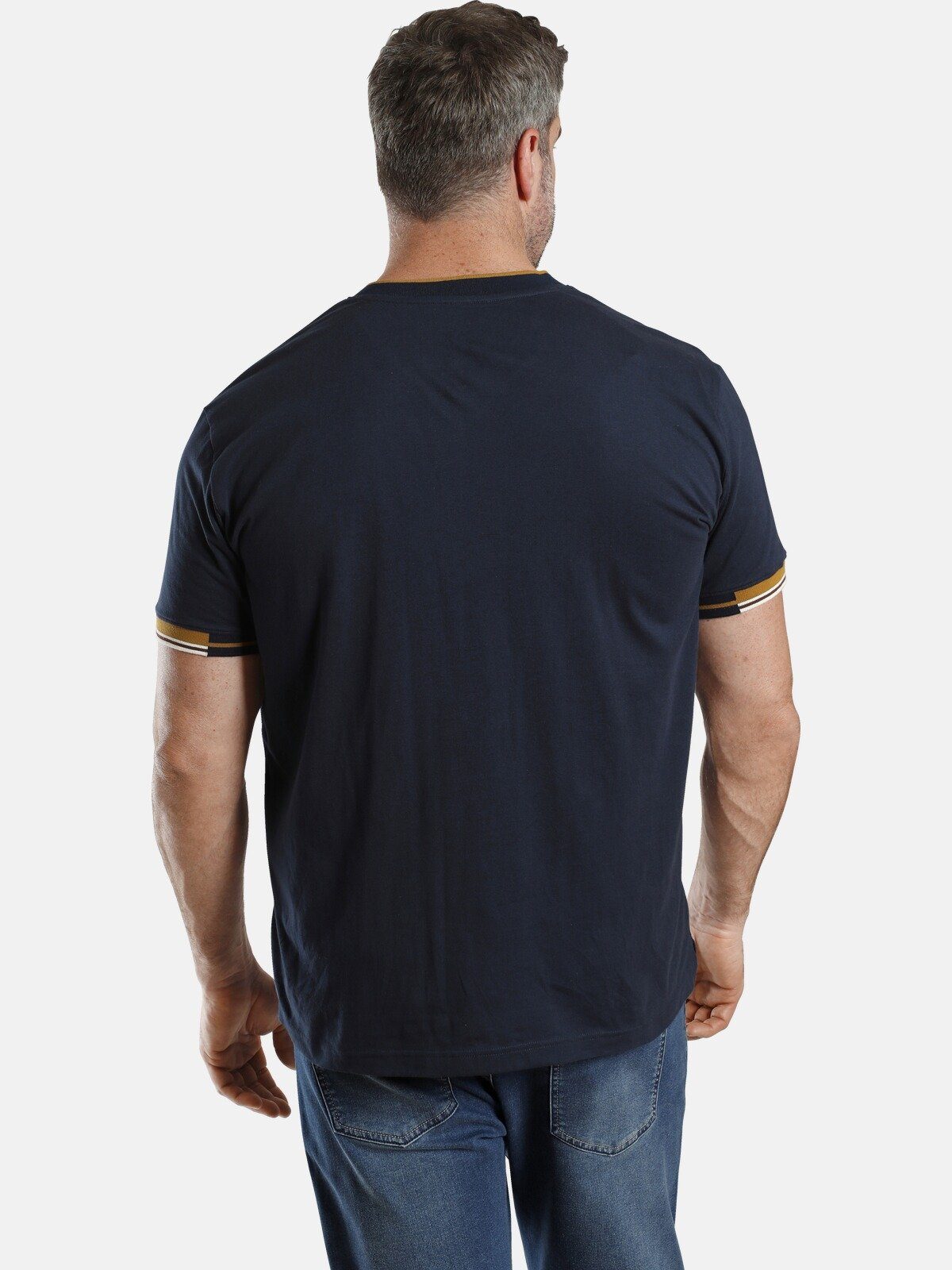 Charles Colby T-Shirt EARL EWAN, im V-Ausschnitt dunkelblau Rippstrick