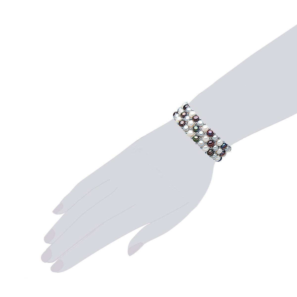 Armband aus Süßwasser-Zuchtperlen silber, Valero Pearls