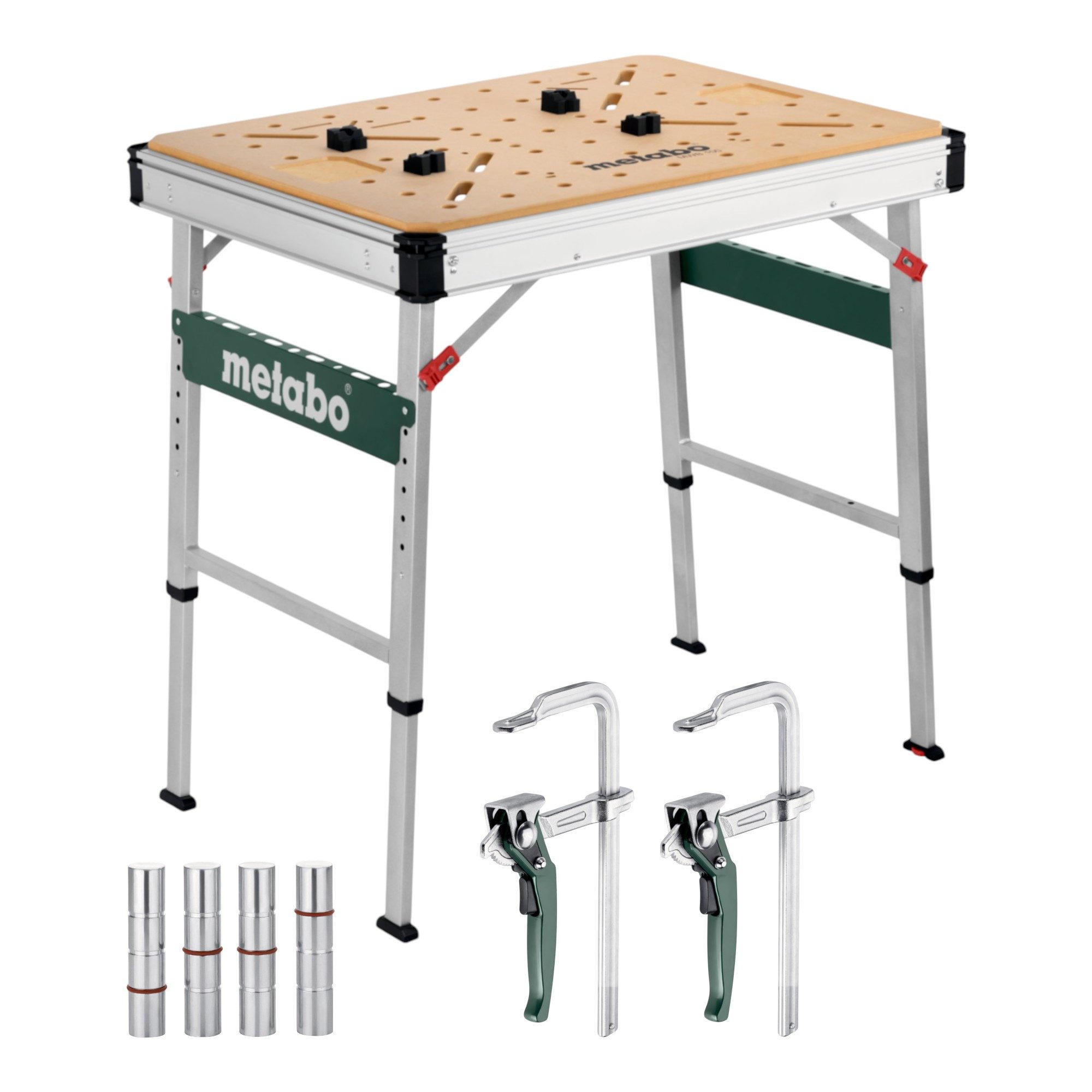metabo Arbeitstisch MWB 100 Multifunktionstisch + 2x Schnellspannzwinge + 4x Bankhaken