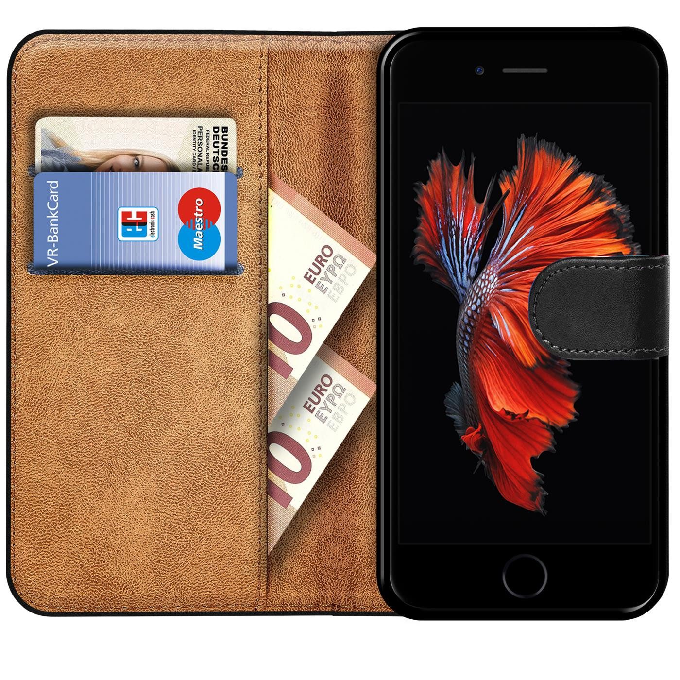 CoolGadget Handyhülle Wallet Klapp Tasche Book Case für Apple iPhone 6s Plus / 6 Plus 5,5 Zoll, Hülle Klapphülle Flip Cover Etui Schutzhülle