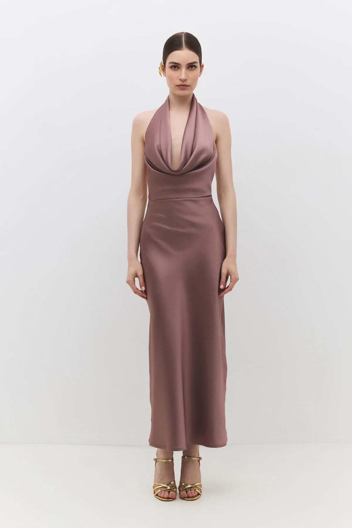 Minikleid Drapiertes Satin-Maxikleid mit Neckholder