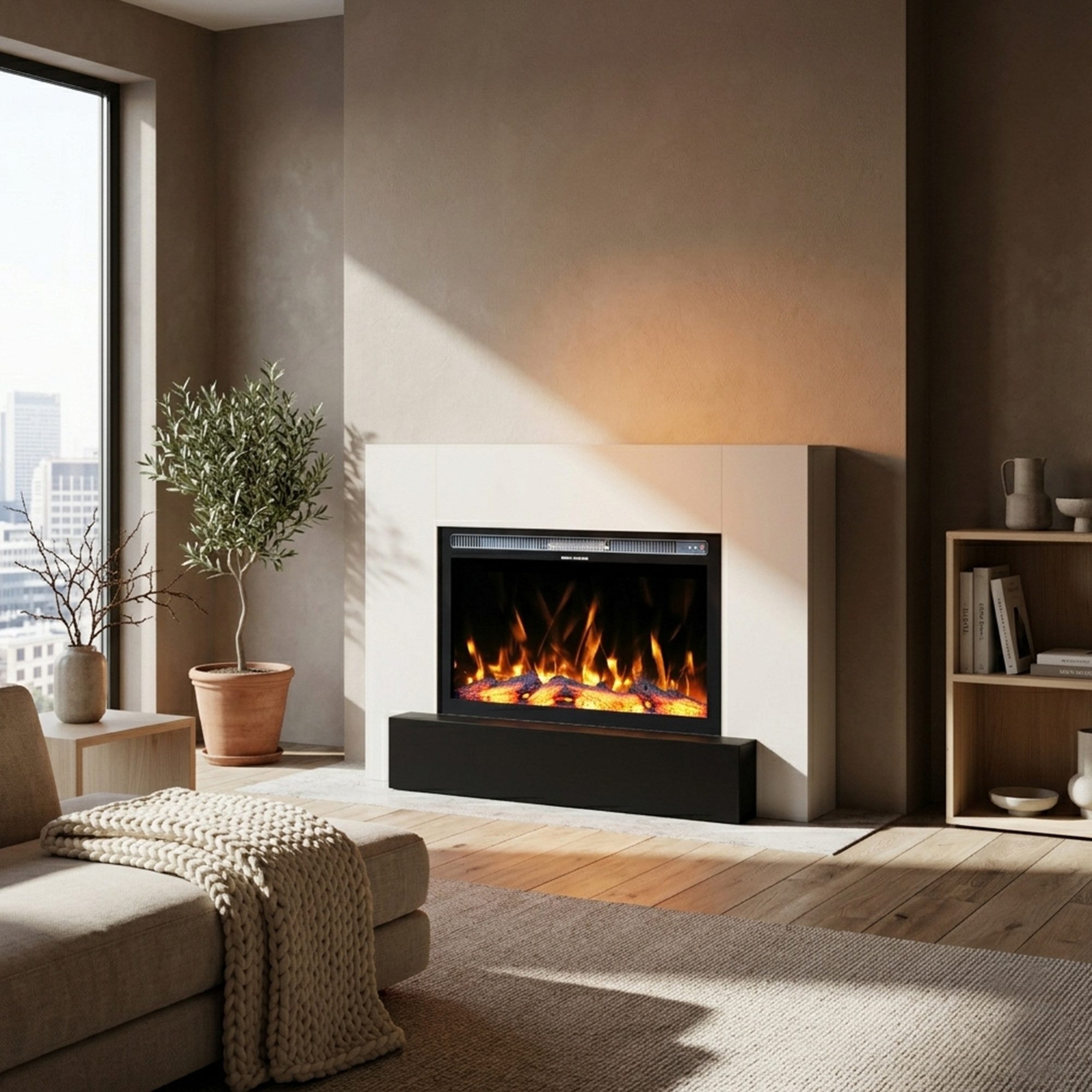 GARLIVO Elektrokamin Garlivo MILANO Elektrokamin, täuschend echte Flamme mit Heizung und Knistereffekt