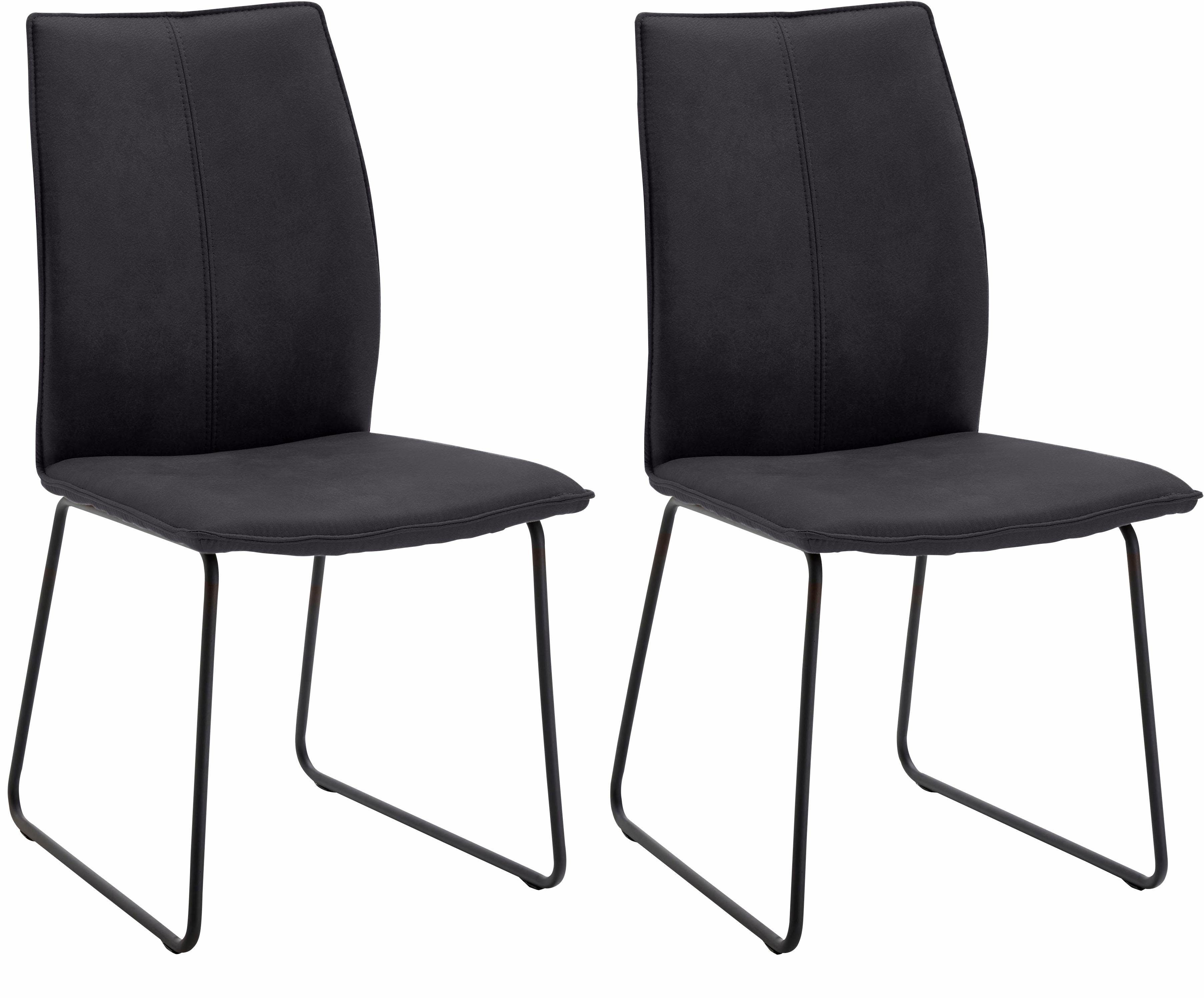 NIEHOFF SITZMÖBEL Polsterstuhl Capri (Set, 2 St), Kufengestell aus Eisen, Bezug in Microfaser oder Leder