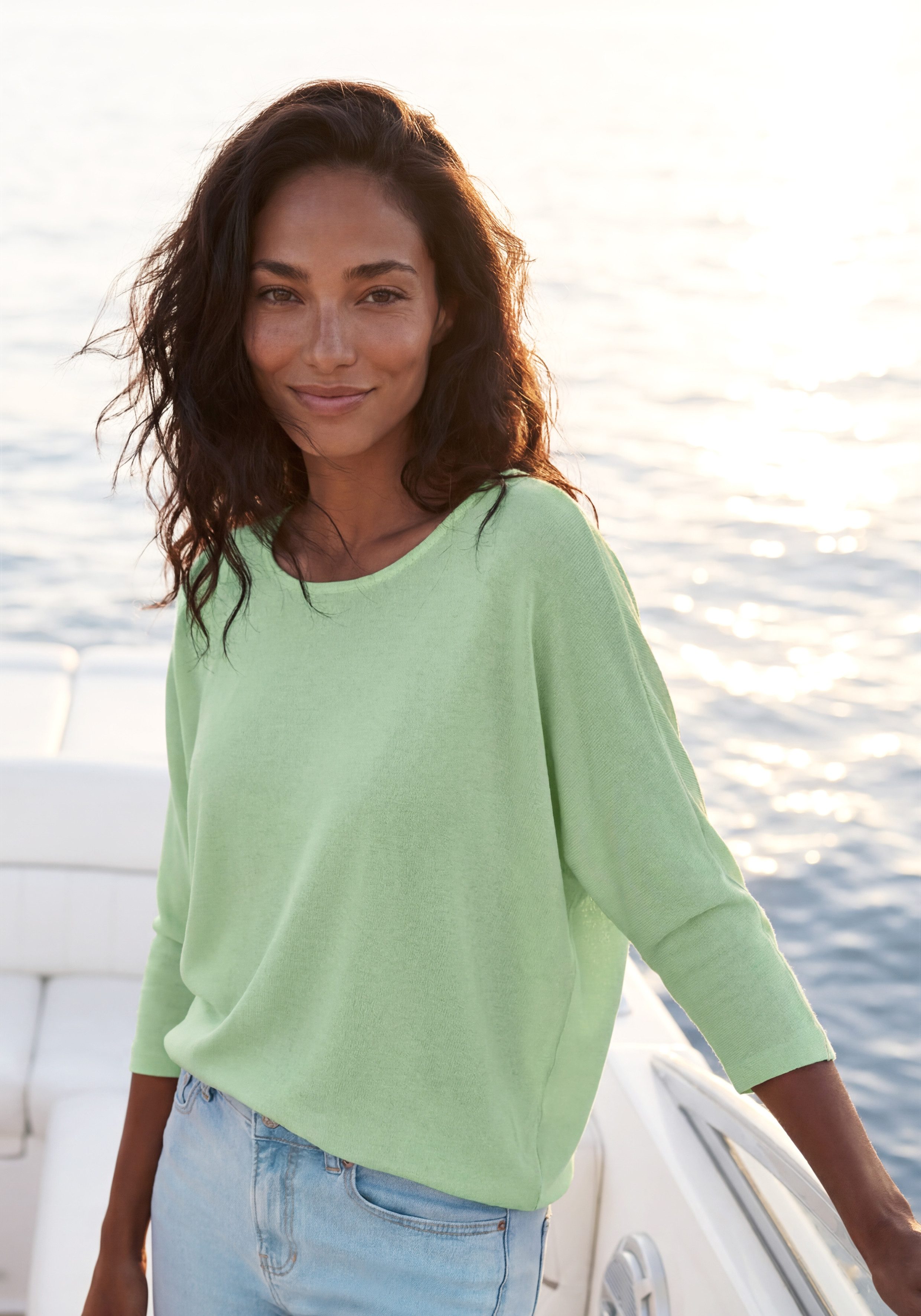 LASCANA 3/4-Arm-Shirt aus elastischem Feinstrick mit Viskose, sommerlich leicht