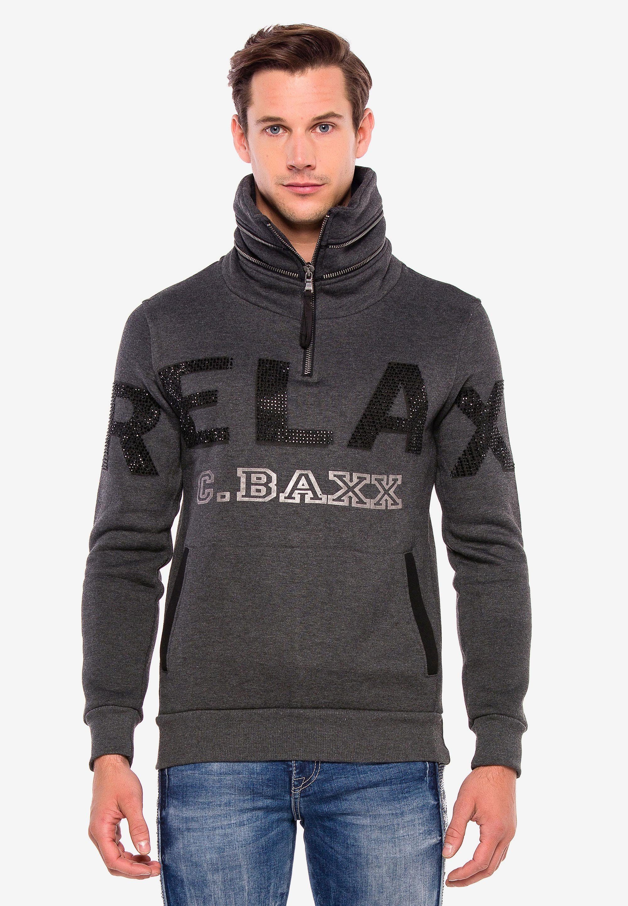 Kragen hohem mit Cipo (1-tlg) & Sweatshirt Baxx anthrazit