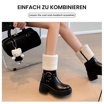 Daisred Winterstiefel Damen Stiefeletten Schneestiefel Lederstiefel Ankleboots