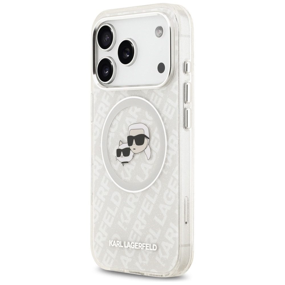 KARL LAGERFELD Handyhülle MagSafe iPhone 17 Pro Kunststoff Glitzer transparent 6,3 Zoll, Kantenschutz