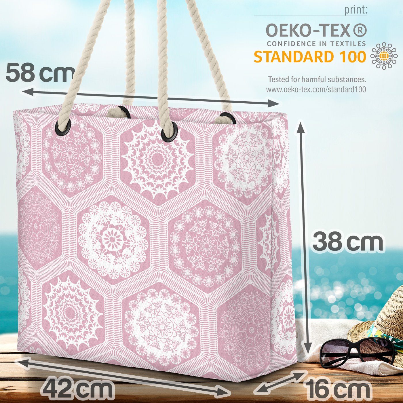 VOID Strandtasche (1-tlg), Hexagon Muster Dekoration Hexagon Muster  Dekoration Häkeln Häkeldecke online kaufen | OTTO