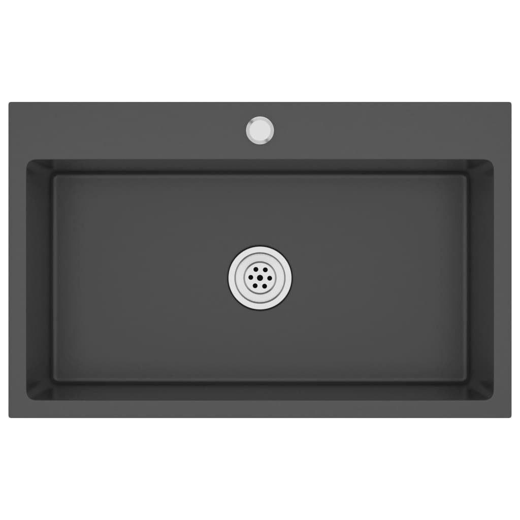 AUVYI Einbauspüle Schwarz Edelstahl 59x44x20cm – Handgefertigt, Schallisoliert, Mit X-Abfluss
