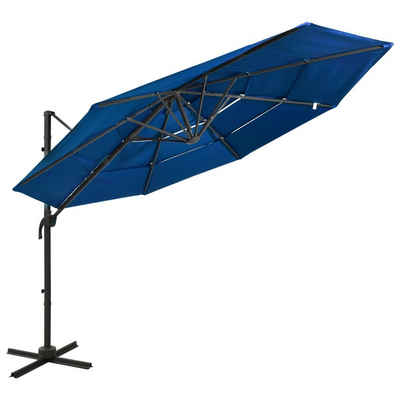 vidaXL Balkonsichtschutz Sonnenschirm mit Aluminium-Mast 4-lagig Azurblau 3x3 m