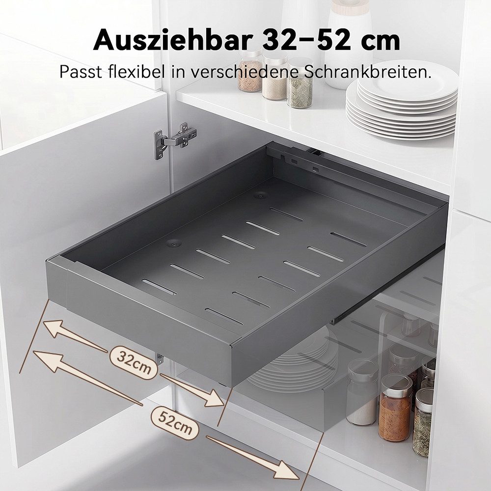 VIVREAL Küchenorganizer-Set Teleskopschublade küche, Besteckkasten für schubladen, ohne Bohren, (1-tlg), Flexibel 32–52 cm, bis 15 kg belastbar, für Küche Speis – Bild 2 von 5