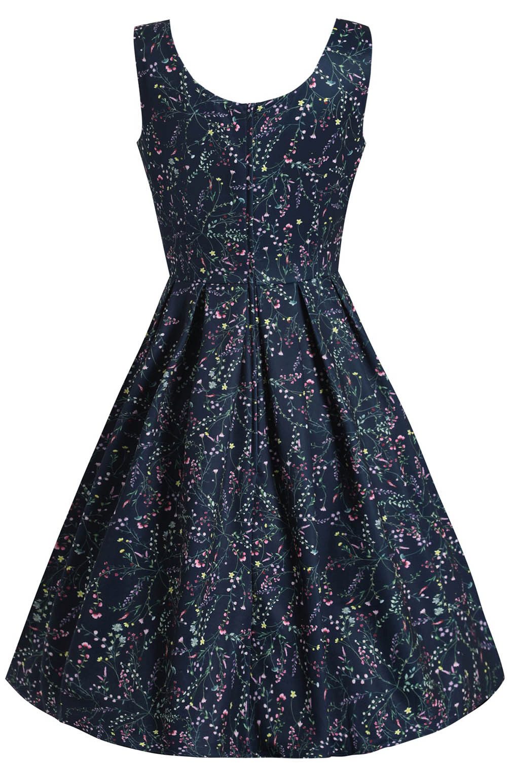 Dolly and Dotty A-Linien-Kleid Amanda Navy Blue Meadow Retro Rockabilly 50e günstig online kaufen
