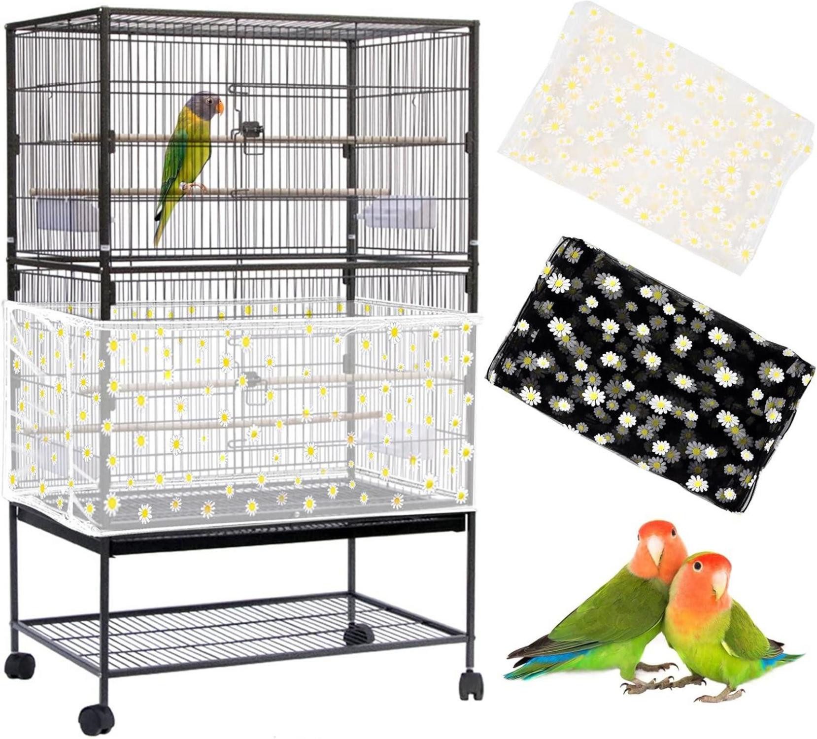 Vogelkäfig Vogelkäfig Abdeckung Samenfänger Papageien Kordelzug 2er Set 118x15,7
